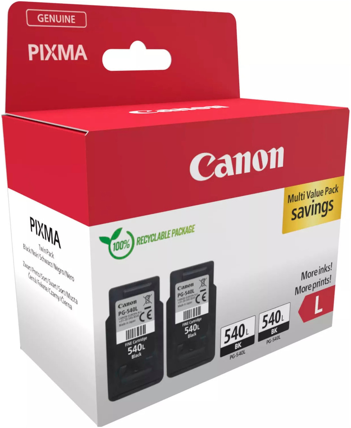 Canon Tintenpatrone »PG-540L Doppelpack«, (Packung, 2 St.)