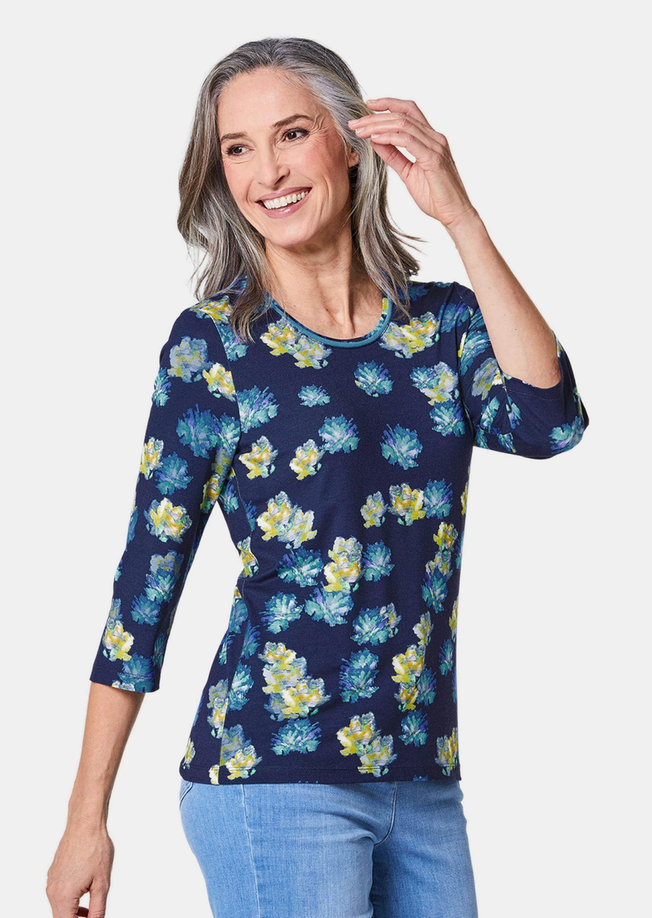 GOLDNER Print-Shirt »Kurzgröße Druckshirt in kraftvollen Farben«
