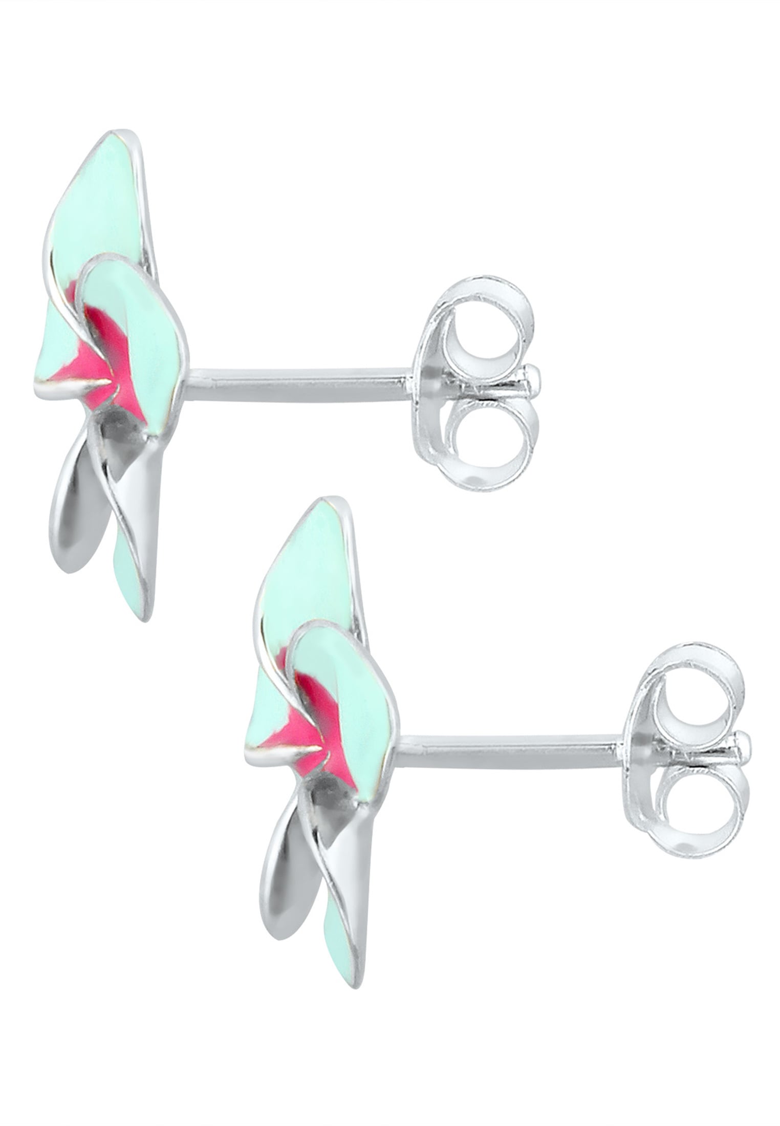 Elli Paar Ohrstecker »Ohrringe Frangipani Blüte Natur Blume Emaille 925 Silber«