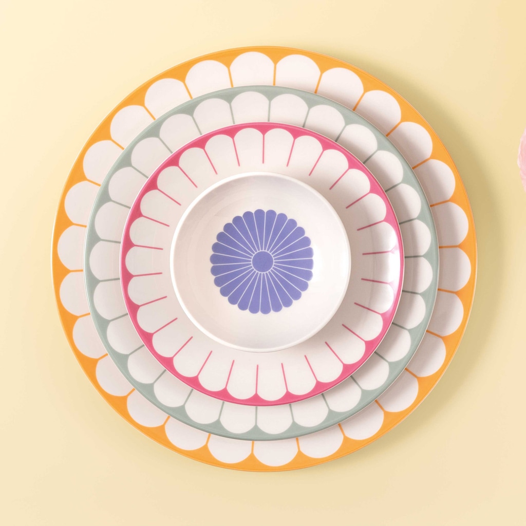 Villeroy & Boch Servierplatte »Servierplatte Fleur Couleur ø 31,8 cm bunt« Spülmaschinenfest, Mikrowellensicher