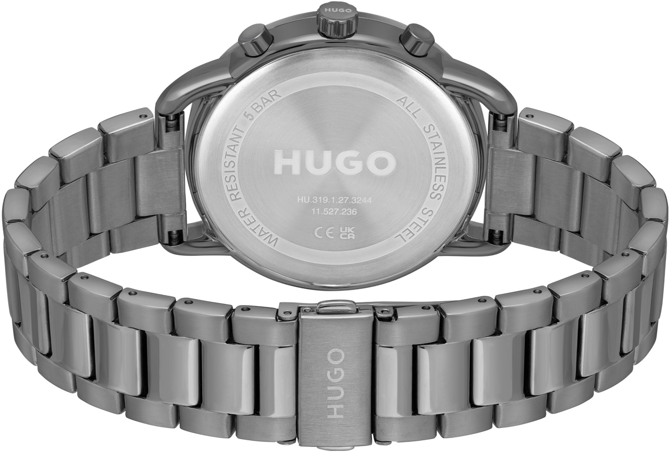 HUGO Multifunktionsuhr »#ADVISE«, Quarzuhr, Armbanduhr, Herrenuhr, Datum, Edelstahlarmband