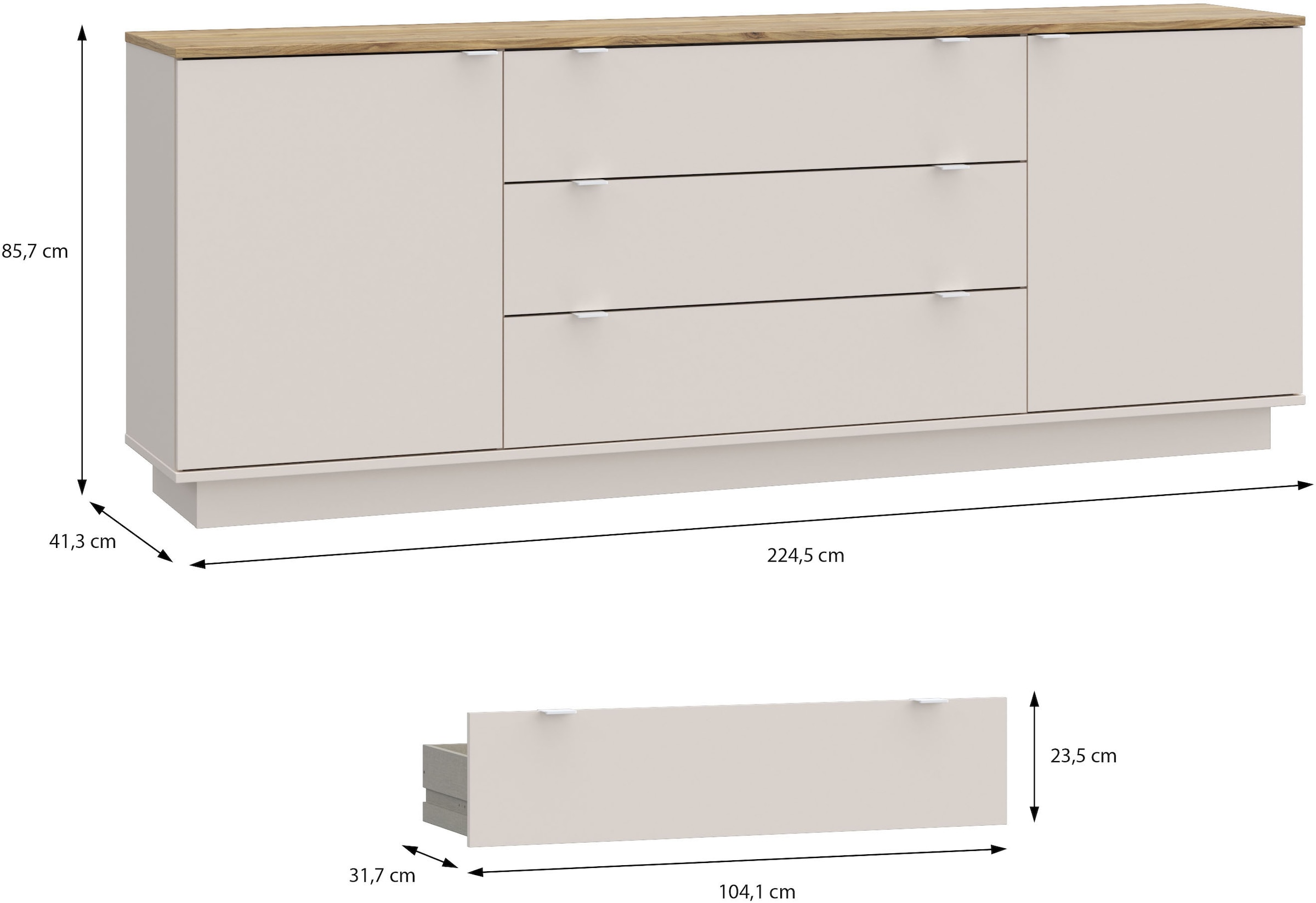 FORTE Sideboard, B/H/T 224,5/85,7/41,3 cm