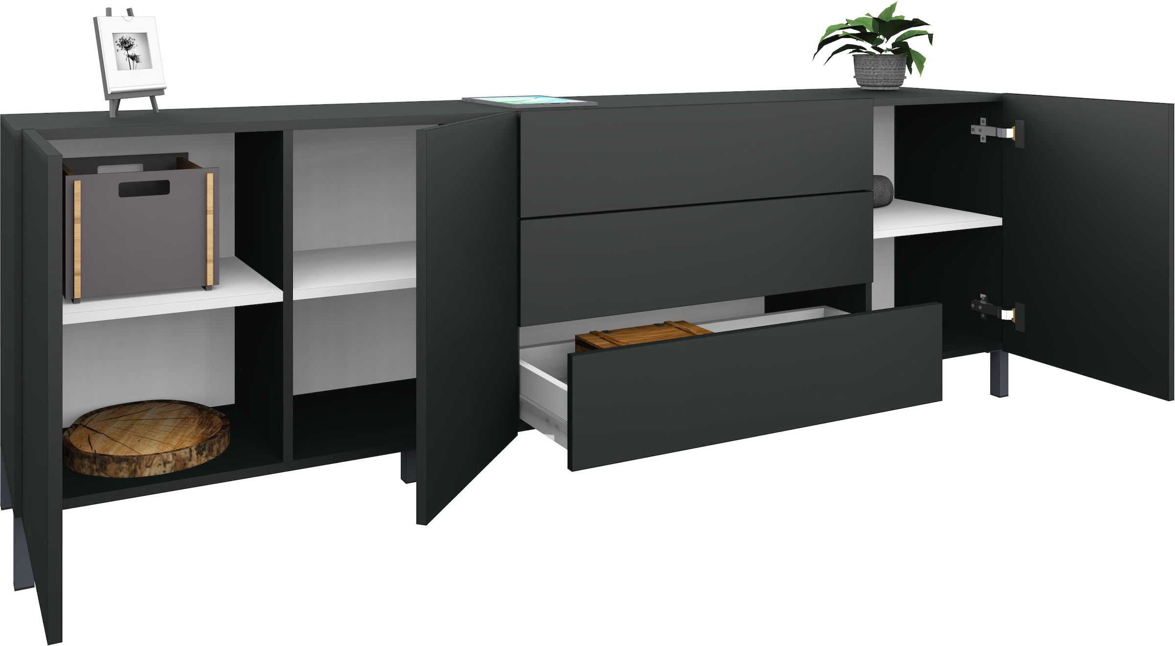 borchardt Möbel Sideboard, Metallfüße, grifflose Optik