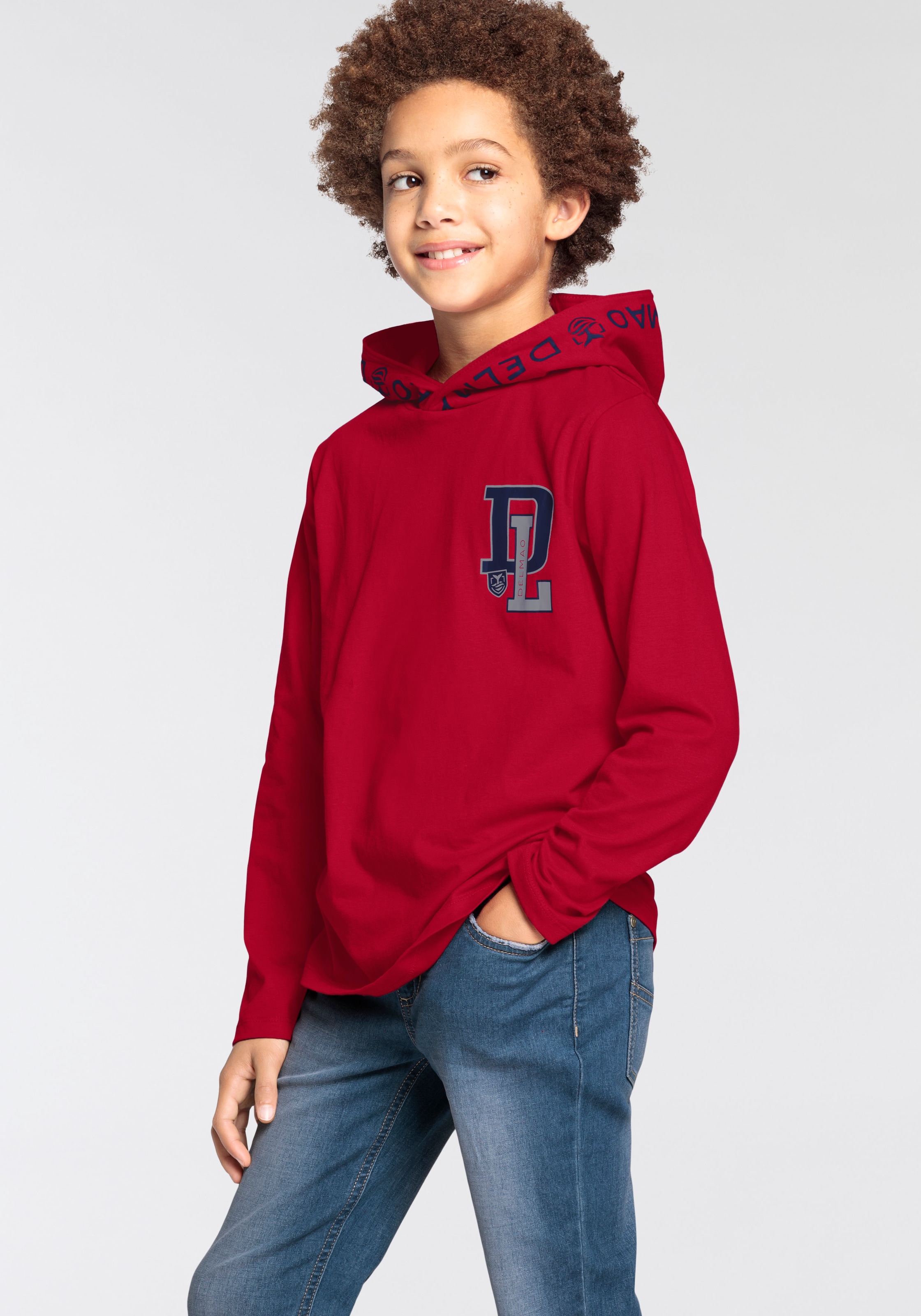 DELMAO Kapuzenshirt »für Jungen«, Langarm, trendiger Druck, ideal für lässige und sportliche Outfits