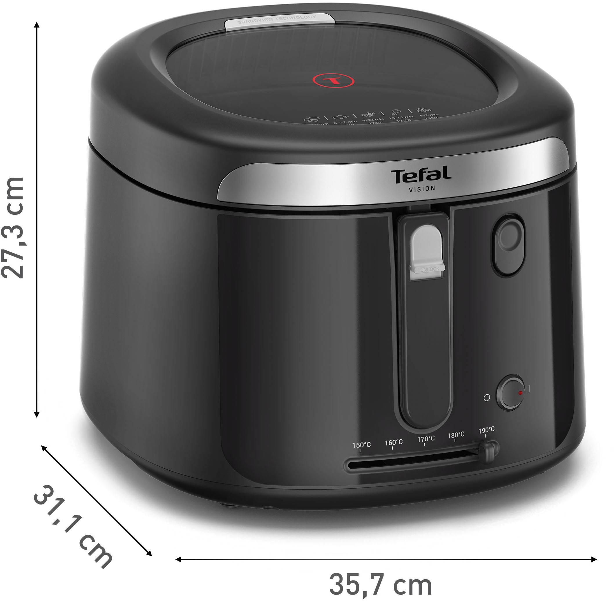 Tefal Fritteuse »Vision« 1900 W Fassungsvermögen 2,1 l extragroßes Sichtfenster für bessere Sicht, einfache Reinigung, FF2528