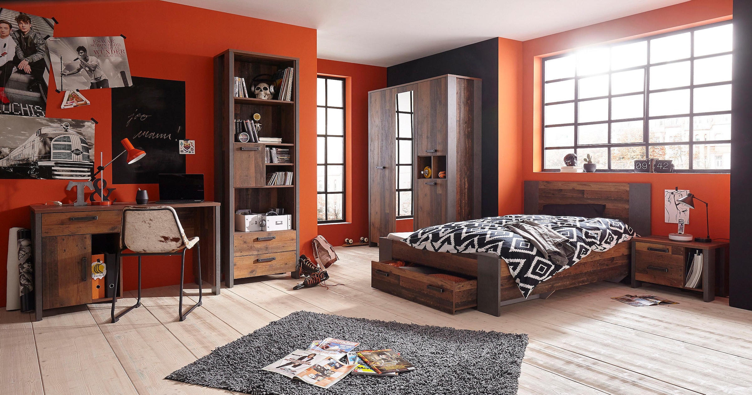 FORTE Kleiderschrank »Clif«, (Maße: B/H/T ca. 156x205x52 cm), mit Spiegelauflage