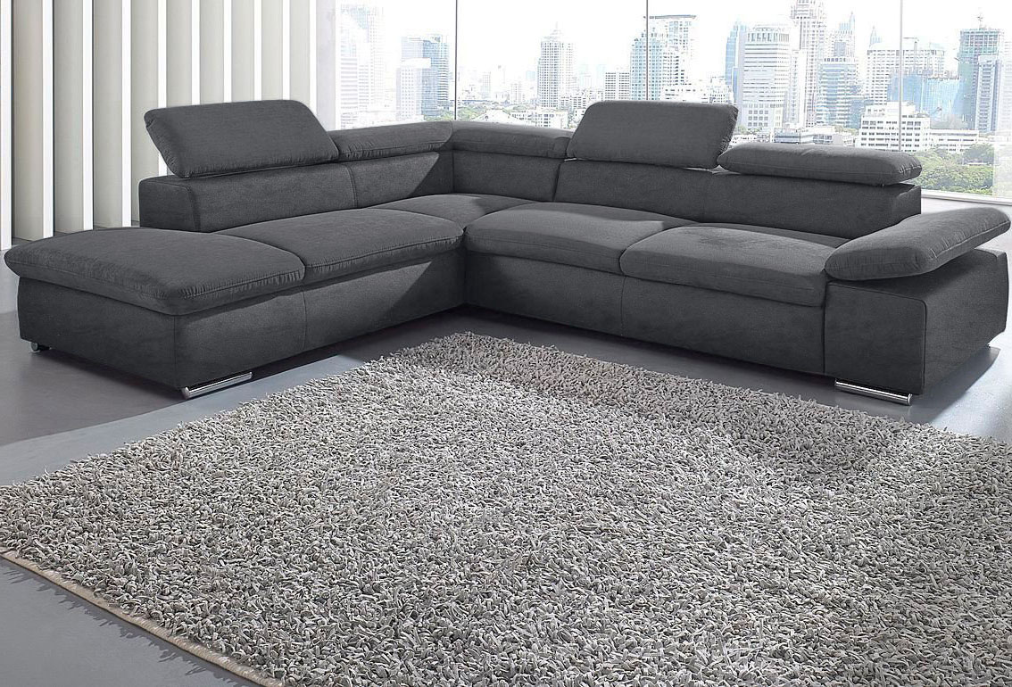 Ecksofa, mit Ottomane, inklusive Kopf- und Armteilverstellung