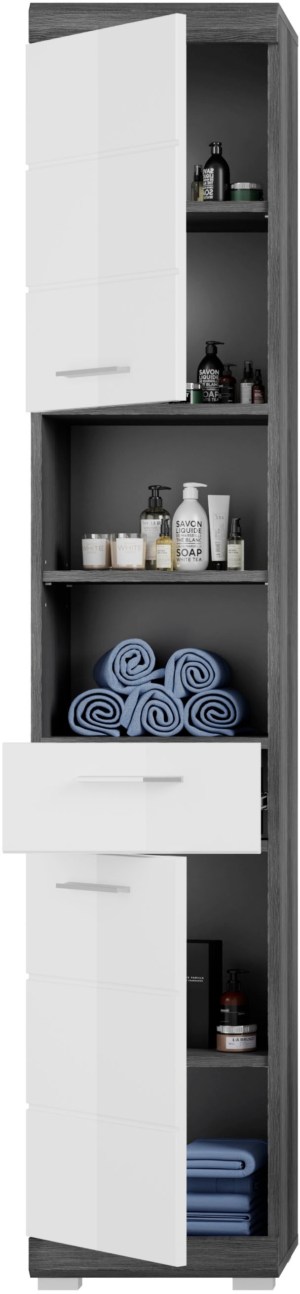 INOSIGN Badmöbel-Set »Siena, 3 teilig, bestehend aus:«, (Set, 3 St., TOPSELLER!), Hochschrank, Waschbeckenunterschrank, Spiegel