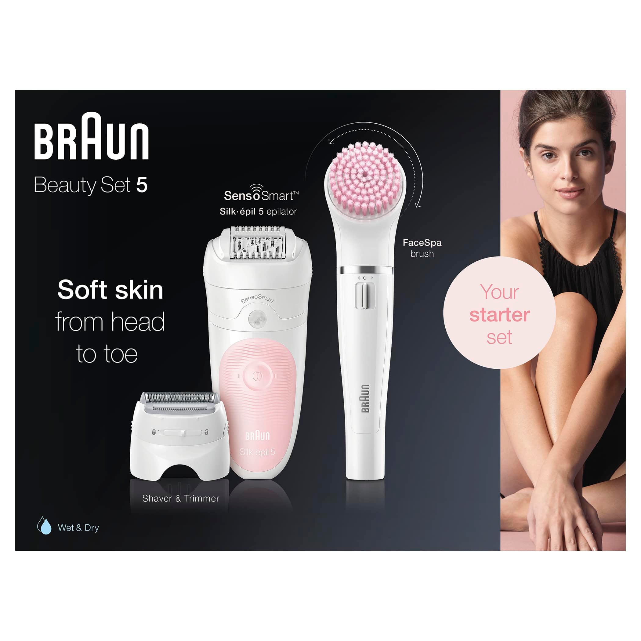 Braun Epilierer »Silk-épil Deluxe Beauty-Set 5-895«, 4 St. Aufsätze, Kabellose Wet&Dry Haarentfernung 6-in-1 Epilierer für Gesicht & Körper