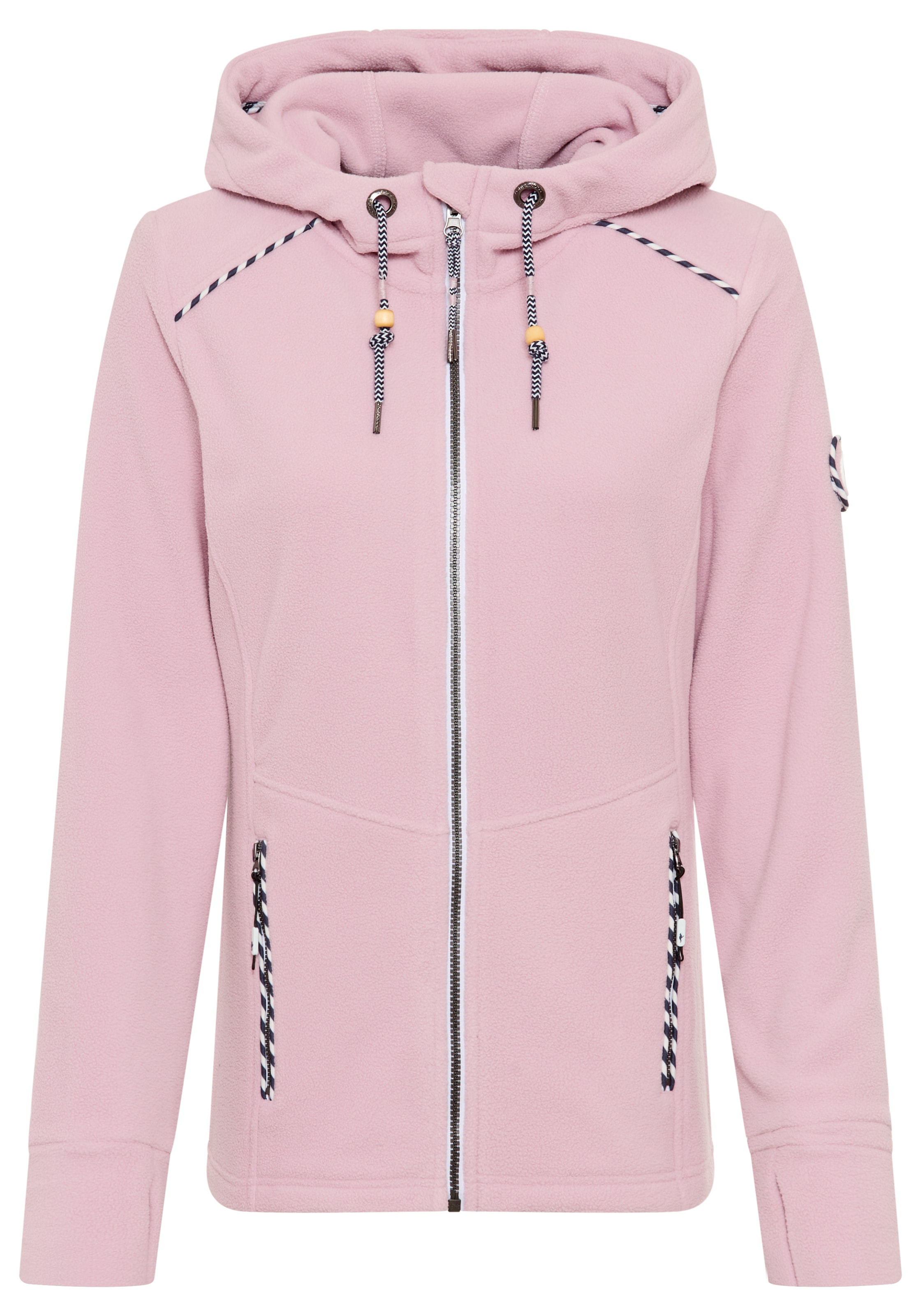 KangaROOS Fleecejacke, mit Kapuze, figurbetonte Passform, mit Kapuze und Kordelzug, Übergangsjacke