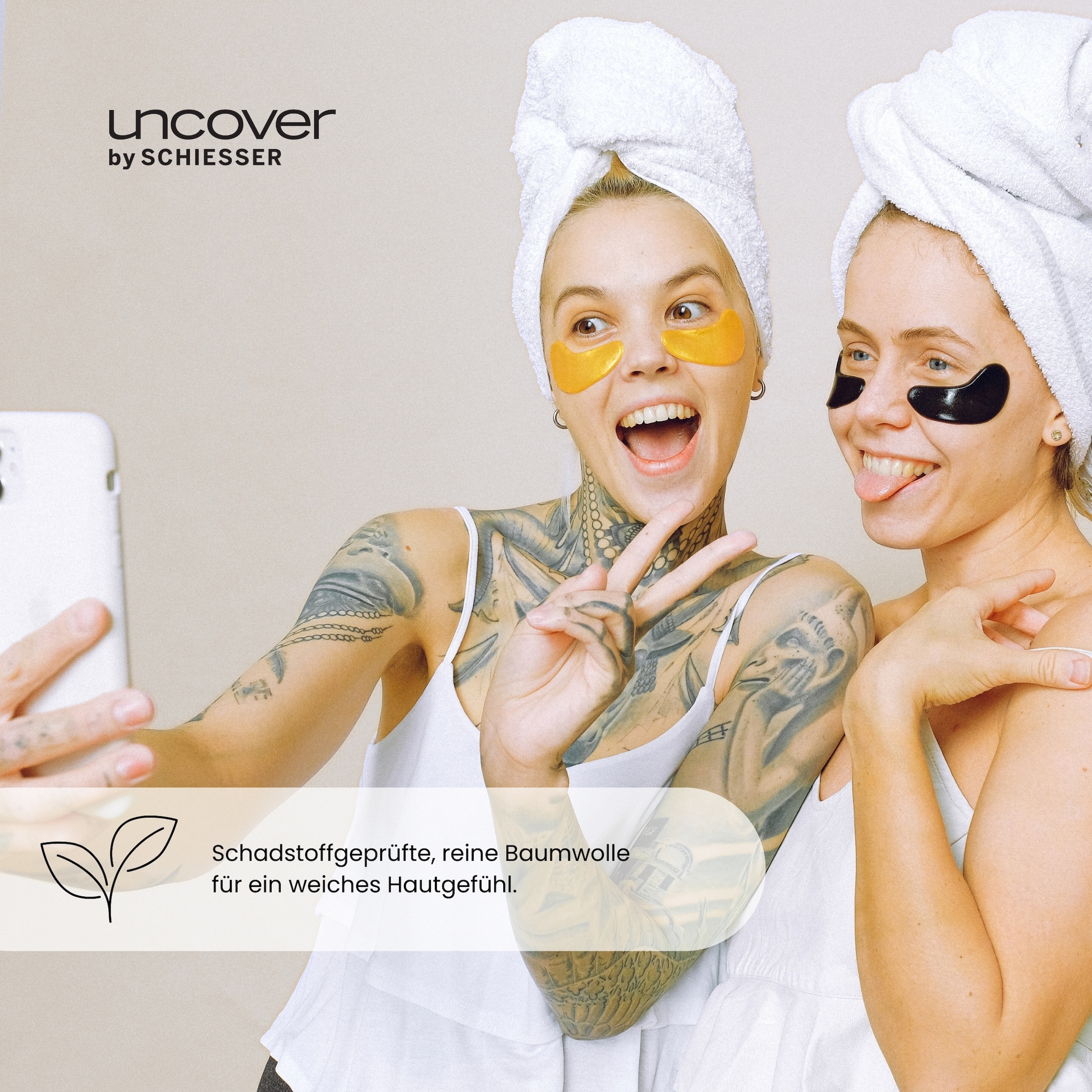 uncover by SCHIESSER Duschtücher »Brooklyn mit dezenter Bordüre in Hoch-Tief-Optik« Made in Green