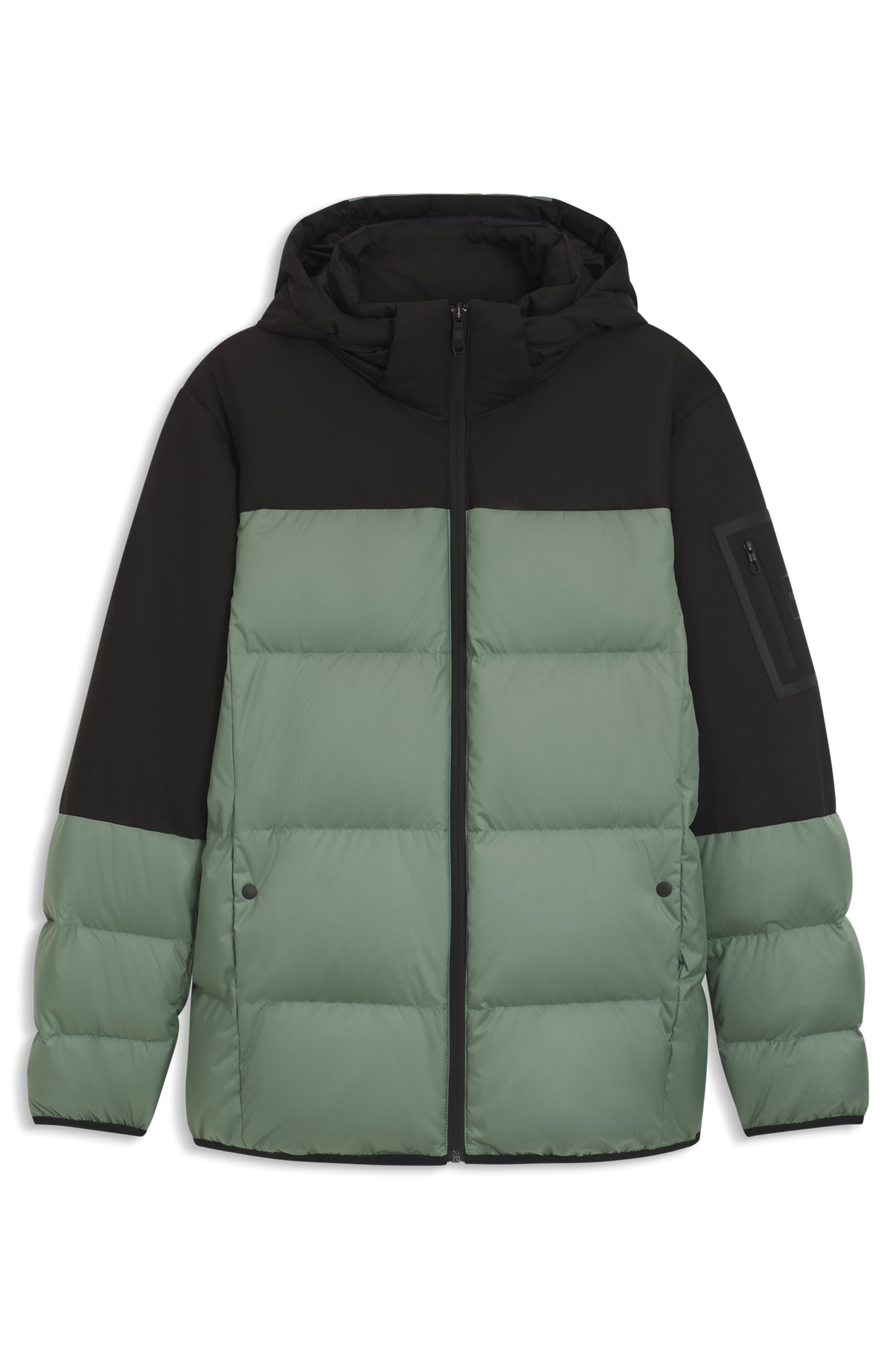 BOSS GREEN Daunenjacke mit Kapuze abnehmbare Kapuze, Regular Fit, warm wattiert
