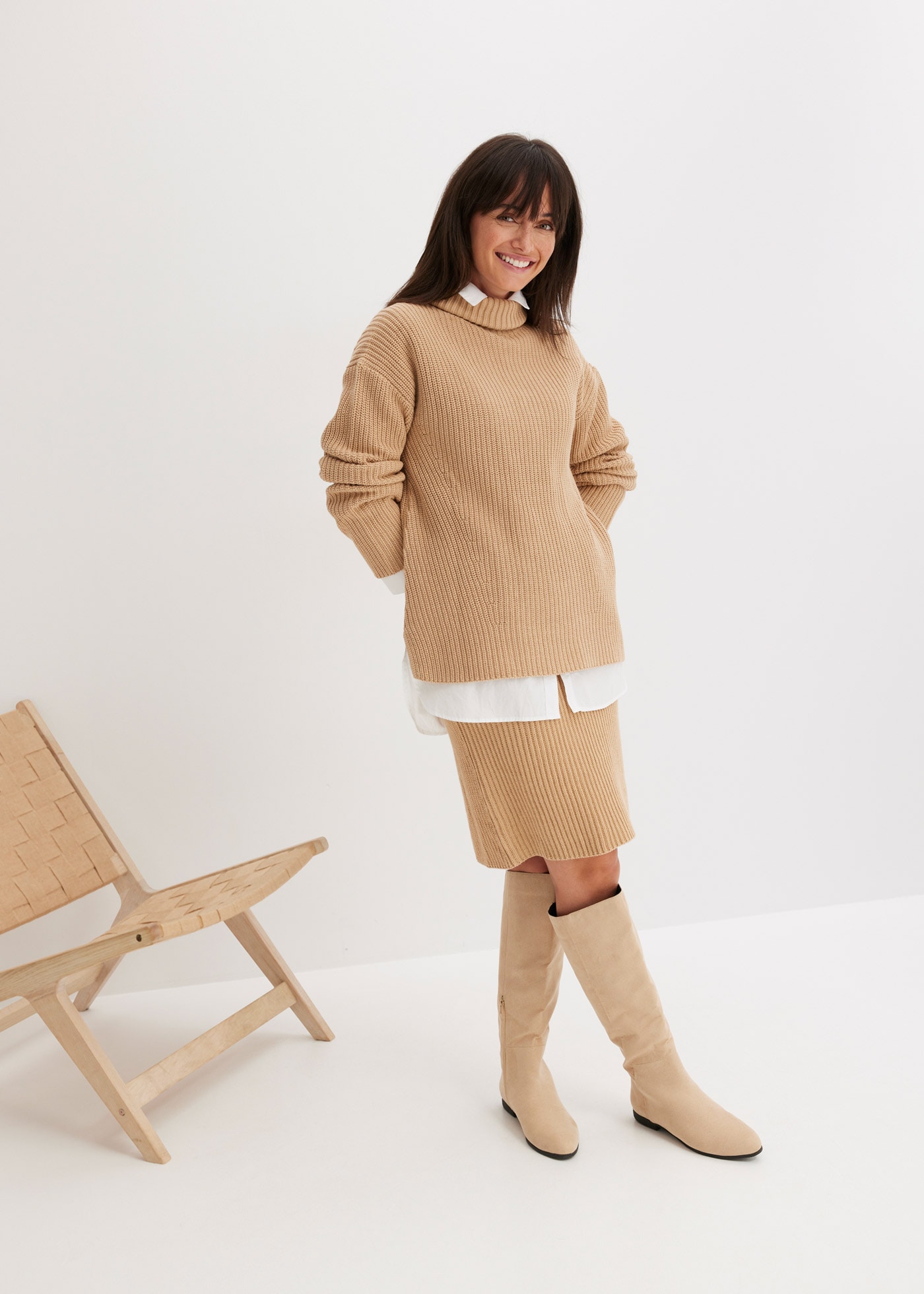 bonprix Rollkragenpullover »Rollkragenpullover aus reiner Baumwolle« aus reiner Baumwolle, mit Rollkragen, für kühle Tage