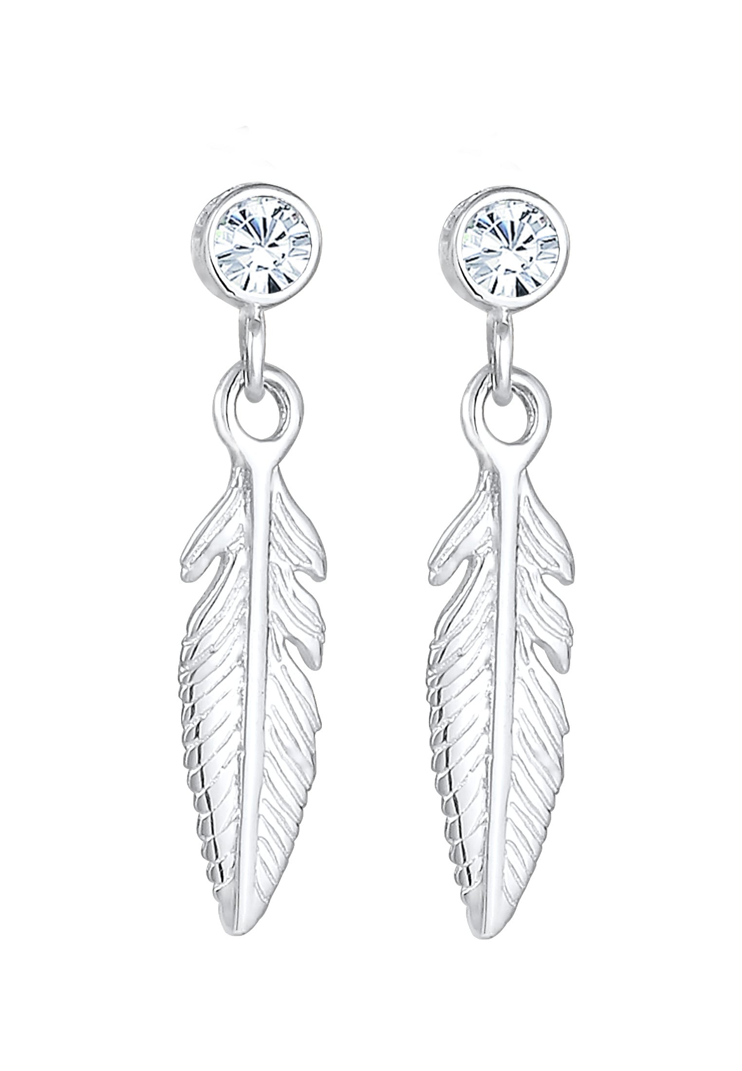 Elli Paar Ohrhänger »Ohrringe Ohrhänger Feder 925 Silber, mit Kristallen von Swarovski®«