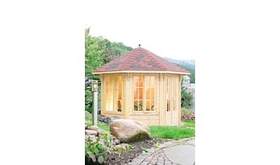 Holzpavillon »Capri 3.5«, (Set), BxT: 430x430 cm, mit Dachschindeln und Fußboden