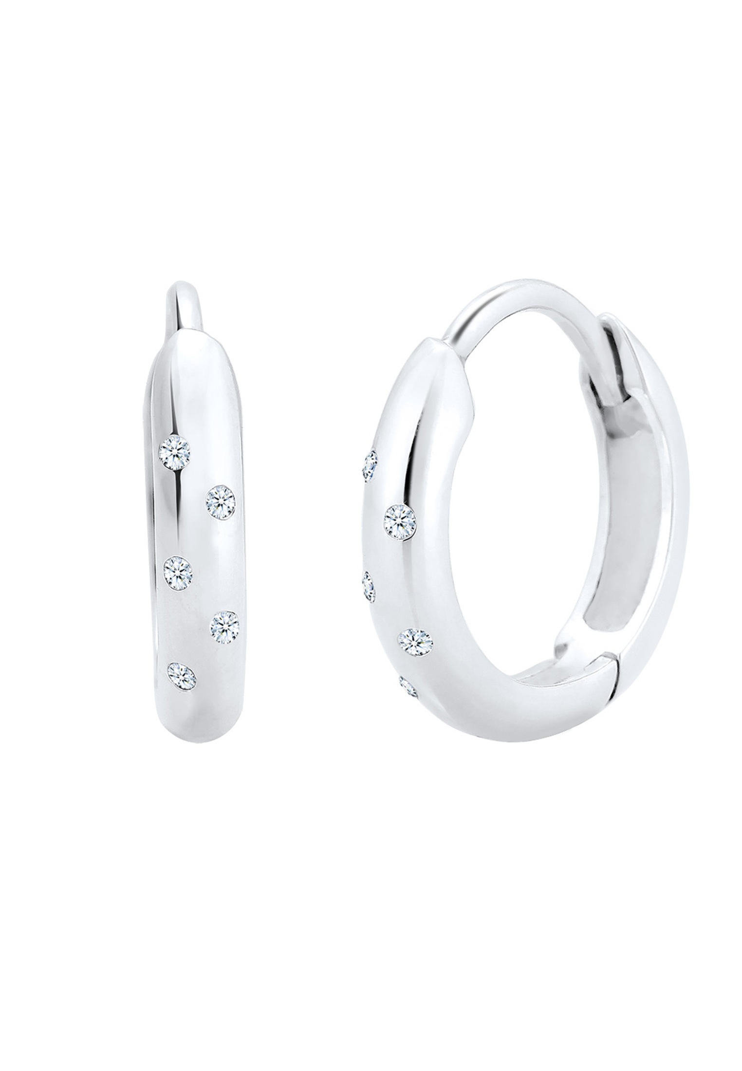 Elli DIAMONDS Paar Creolen »Ohrringe Creolen Diamant Brillantschliff (0.05 ct) 925 Sterling Silber«