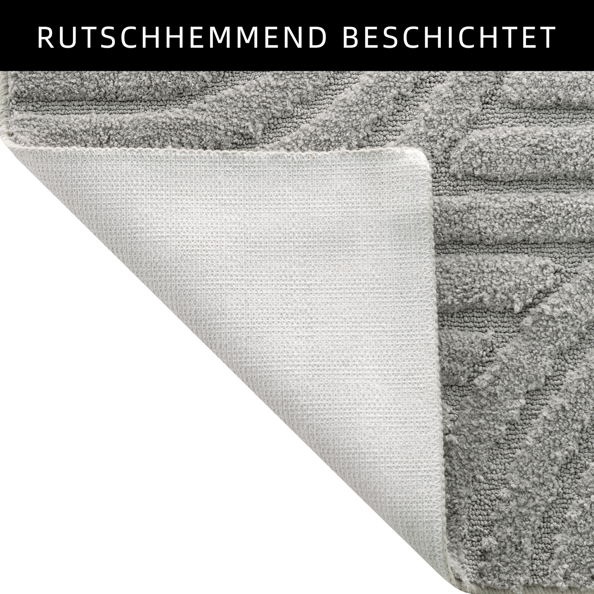 my home Badematte »Regona Scandi, Badvorleger, Badezimmer Teppich, Duschvorleger«, strapazierfähig, Badteppich, Uni Farben, Hoch-Tief-Effekt, modernes Muster