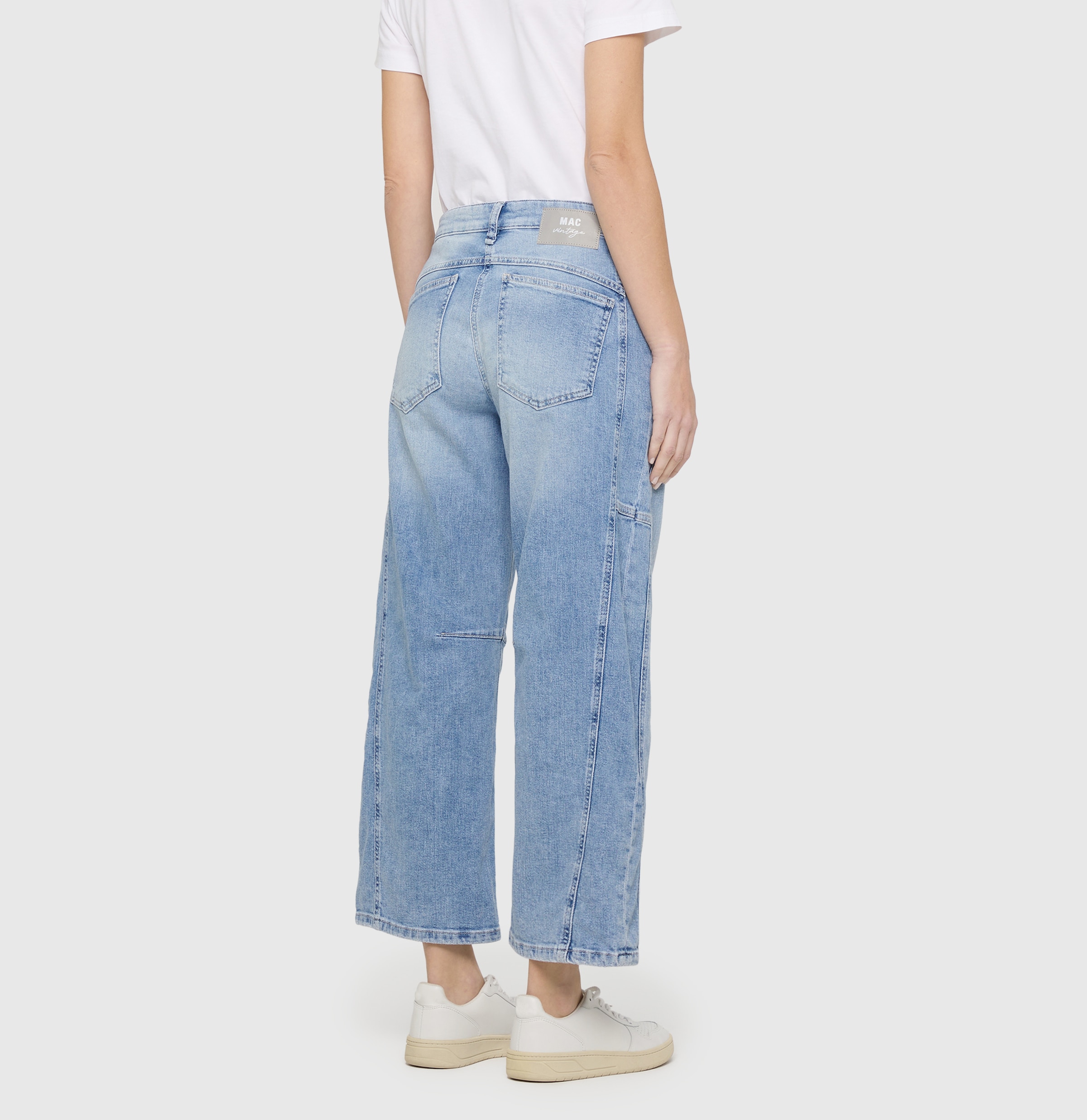 MAC 5-Pocket-Jeans »OHIO Barrel« Barrel Fit, Naht-Detail auf Kniehöhe