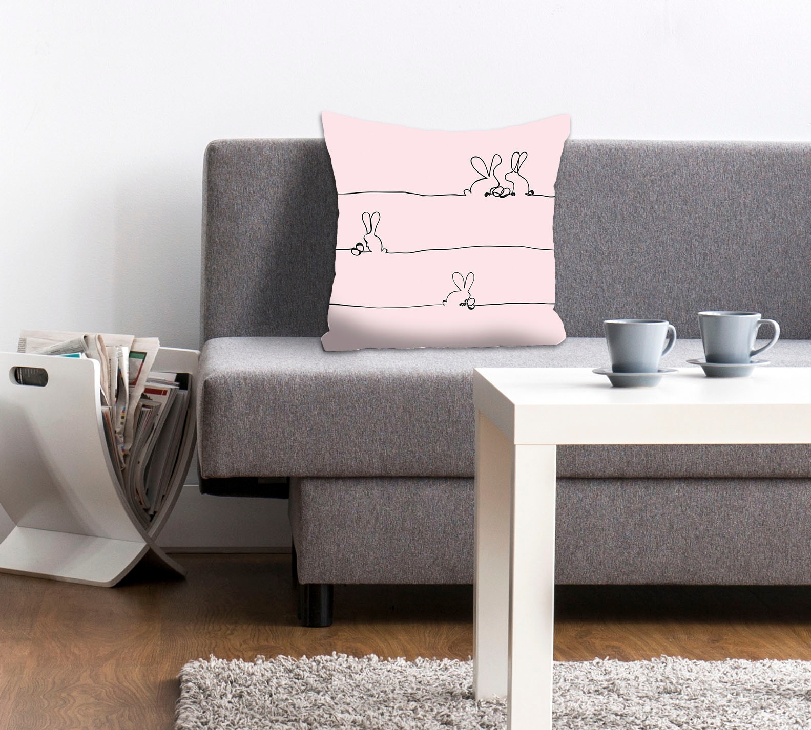 queence Dekokissen »Bunny Family rosa«, mit einem österlichem Hasenpaar