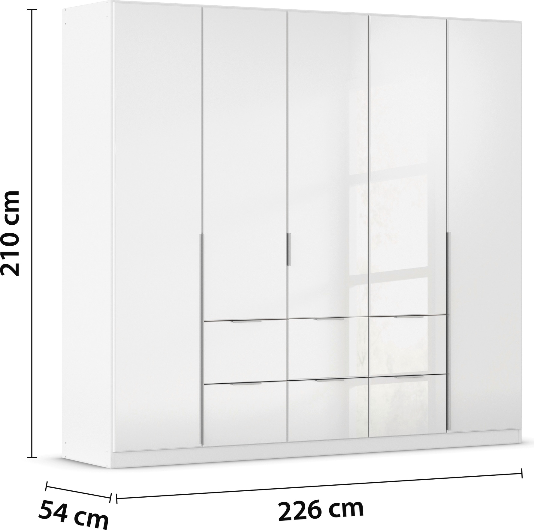 rauch Drehtürenschrank »Kleiderschrank Kleiderschränke Schrank Garderobe AGORDO mit Glasfront«, (in zwei Griff-Farben mit Glasfront), mit Außenschubkästen, in 6 Breiten und 2 Höhen MADE IN GERMANY