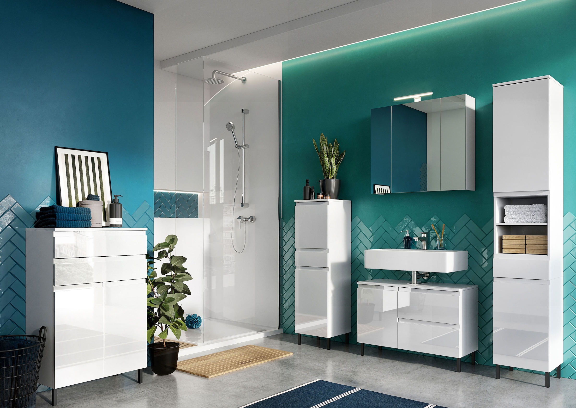 GERMANIA Waschbeckenunterschrank »Scantic«, Breite 80 verstellbarer cm, Einlegeboden kaufen Garantie online XXL mit | 3 Badezimmerschrank, Jahren