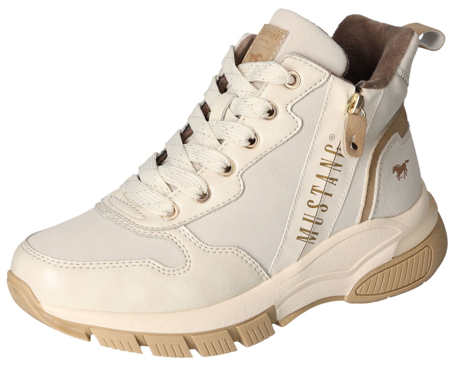 Mustang Shoes Schnürboots, High Top Sneaker, Stiefelette mit zusätzlichem Reißverschluss