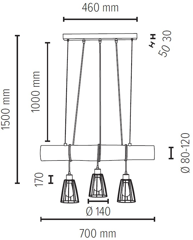 SPOT Light Pendelleuchte »TRABO SHORT«, 3 flammig-flammig, Hängeleuchte,  Holzbalken aus massivem Kiefernholz, Holz grau gebeizt online kaufen | mit  3 Jahren XXL Garantie