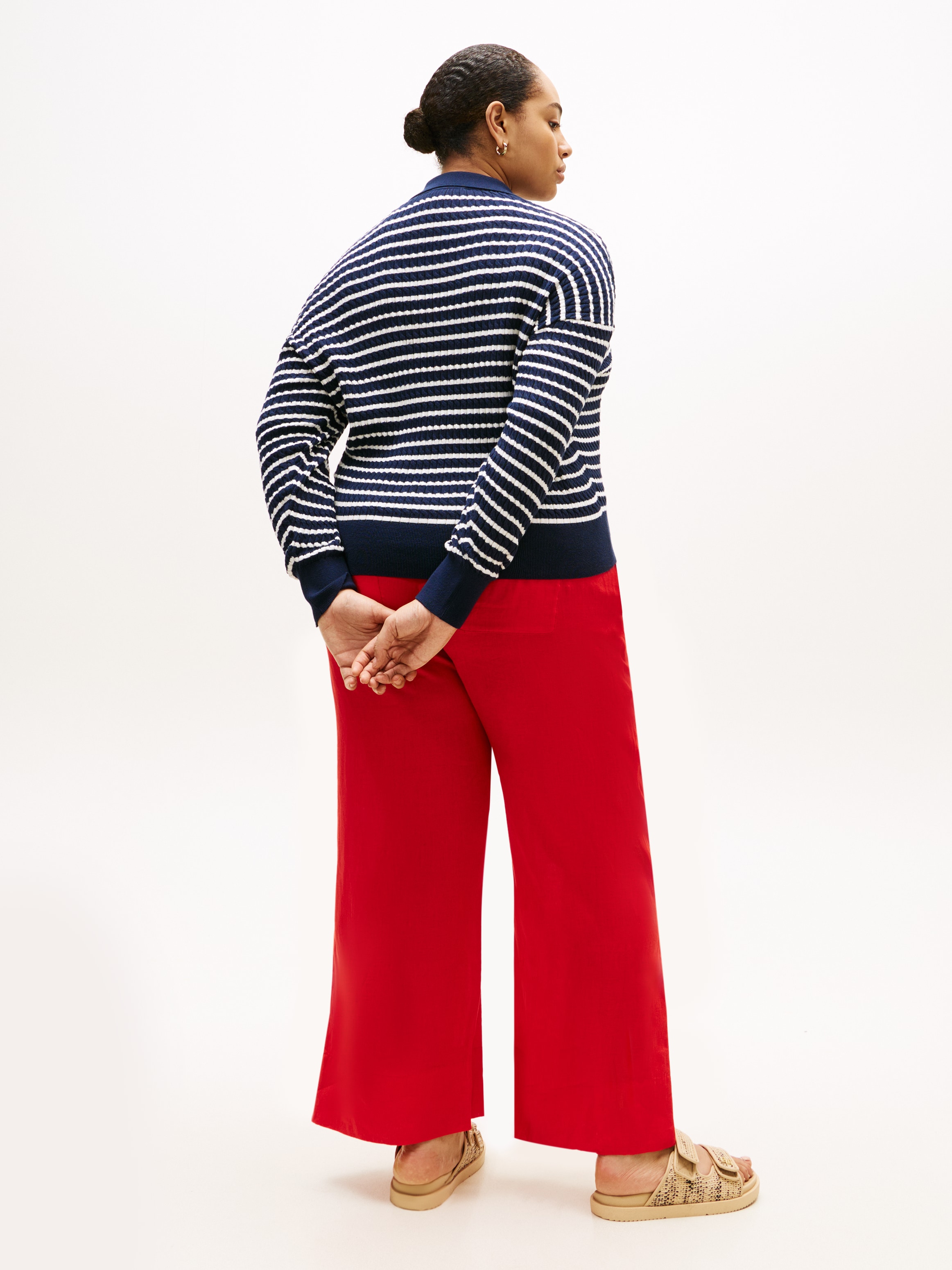 Tommy Hilfiger Curve Polokragenpullover »CRV CO CABLE FINE GG RLX POLO« in großen Größen, mit Zopfmuster