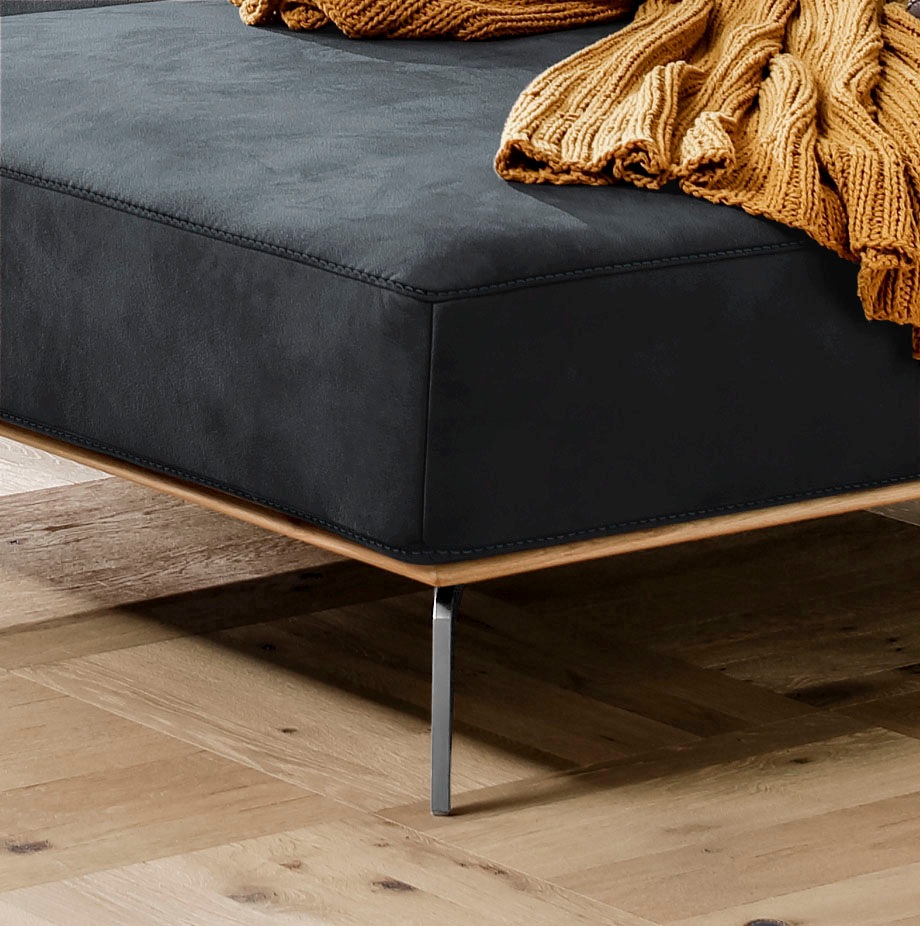 W.SCHILLIG Ecksofa »run, Designsofa mit tollem Sitzkomfort, L-Form«, mit elegantem Holzsockel, Füße in Chrom glänzend, Breite 279 cm
