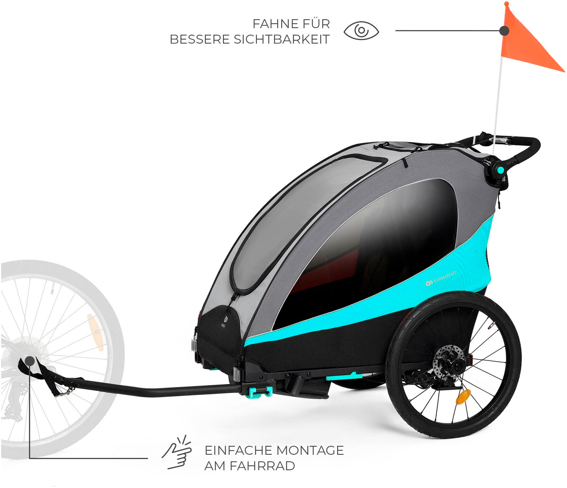 Kinderkraft Fahrradkinderanhänger »NAVA«, für 2 Kinder