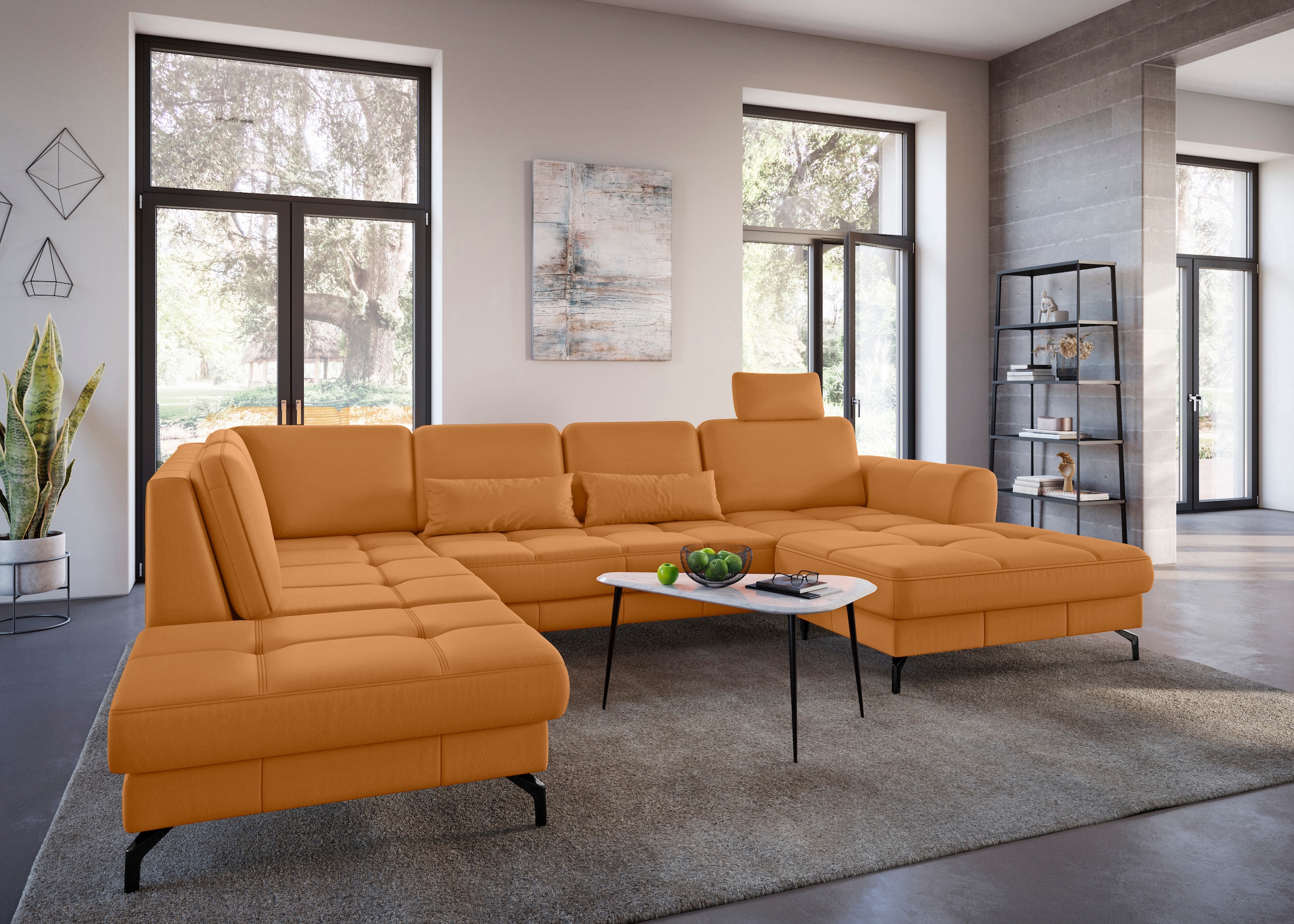 sit&more Wohnlandschaft »Bendigo U-Form«, inklusive Sitztiefenverstellung, Bodenfreiheit 12 cm, in 2 Fußfarben