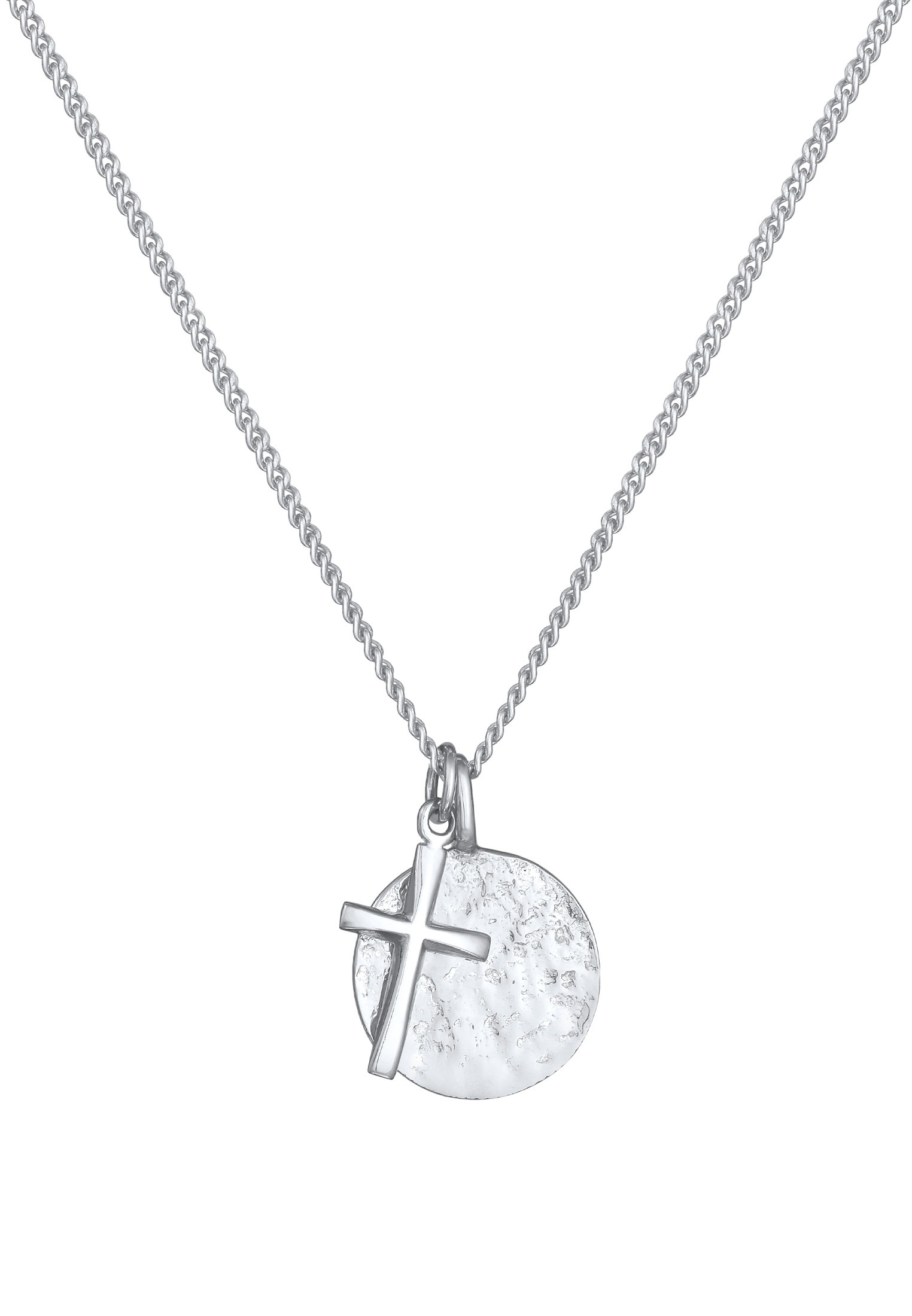 Kuzzoi Lange Kette »Halskette Herren Coin Antik Kreuz Trend Modern 925 Silber«