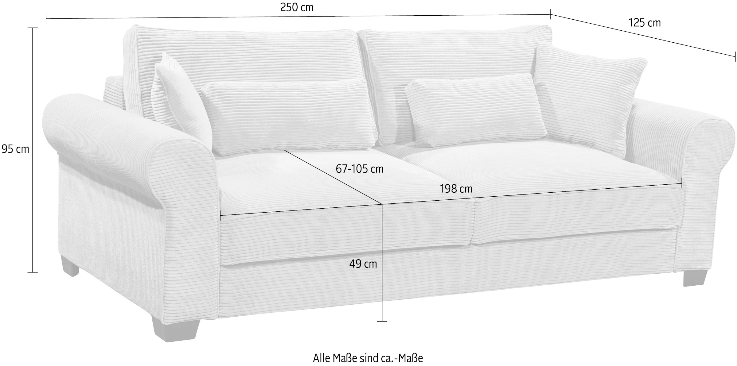 ED EXCITING DESIGN Schlafsofa »Angelina«, mit Bettkasten & 4 Zierkissen