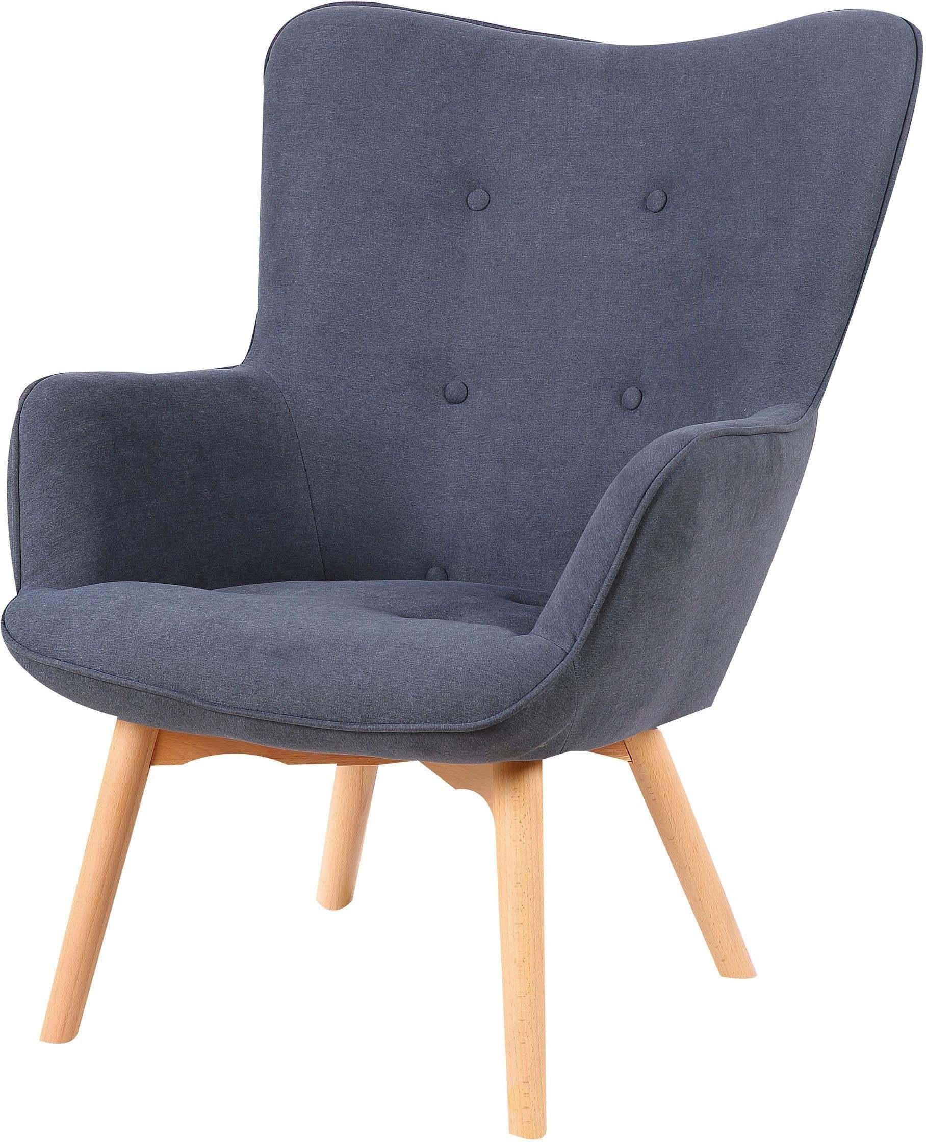 Homexperts Sessel »Aron«, (1 St.), Sessel mit Knopfsteppung, wahlweise mit Hocker