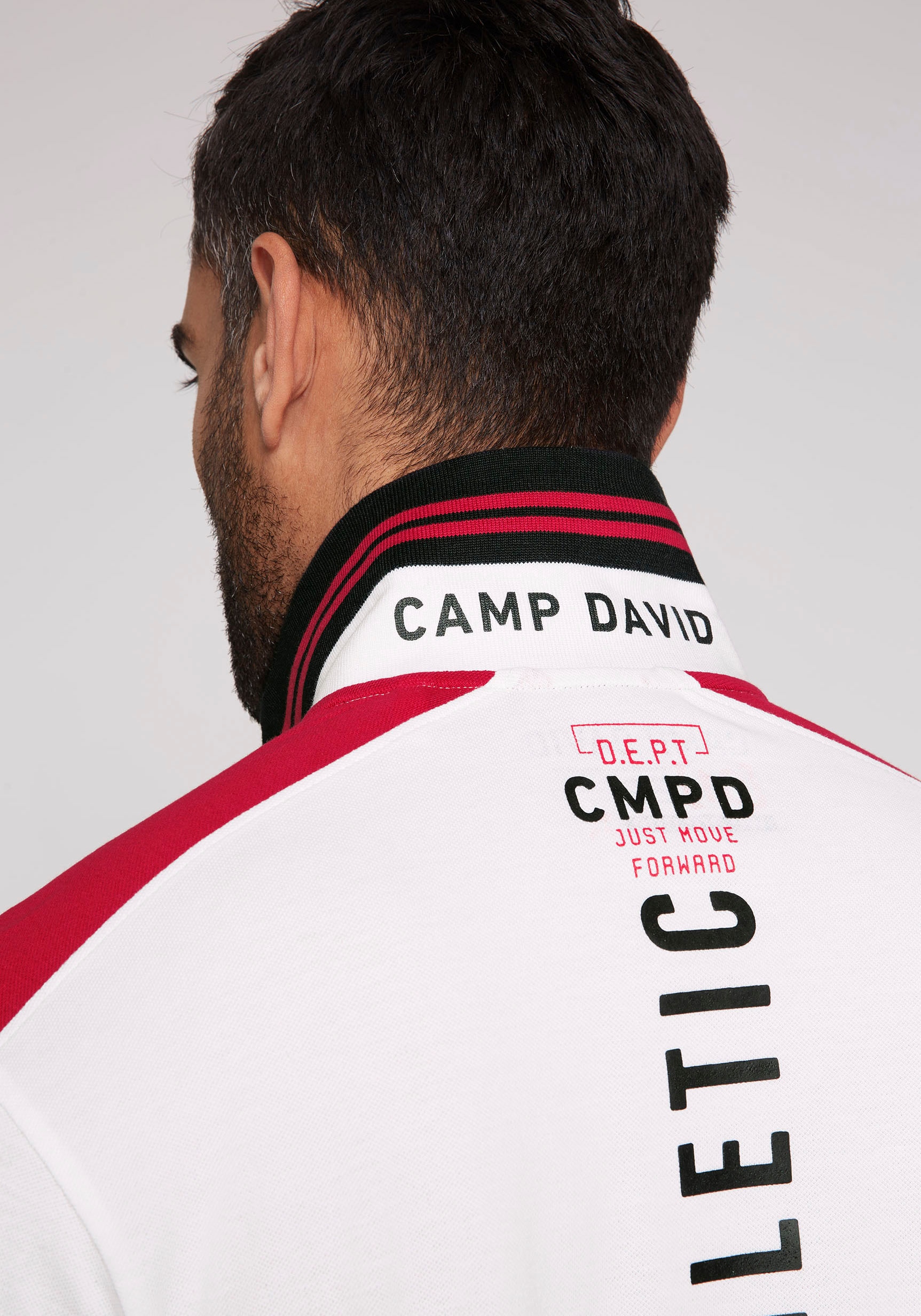CAMP DAVID Poloshirt, mit Rubber Prints auf Ärmeln, Vorder- und Rückseite