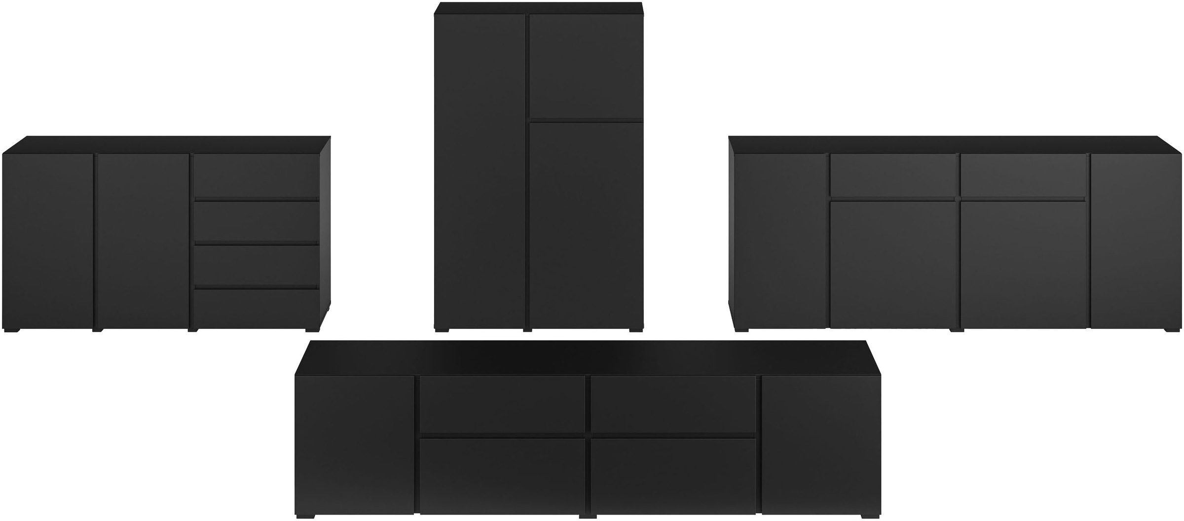 INOSIGN Sideboard »Metric,Breite 195 cm, grifflose Kommode 4 Türen/2 Schubkästen«, Schubladenschrank mit viel Stauraum, Einlegeböden verstellbar