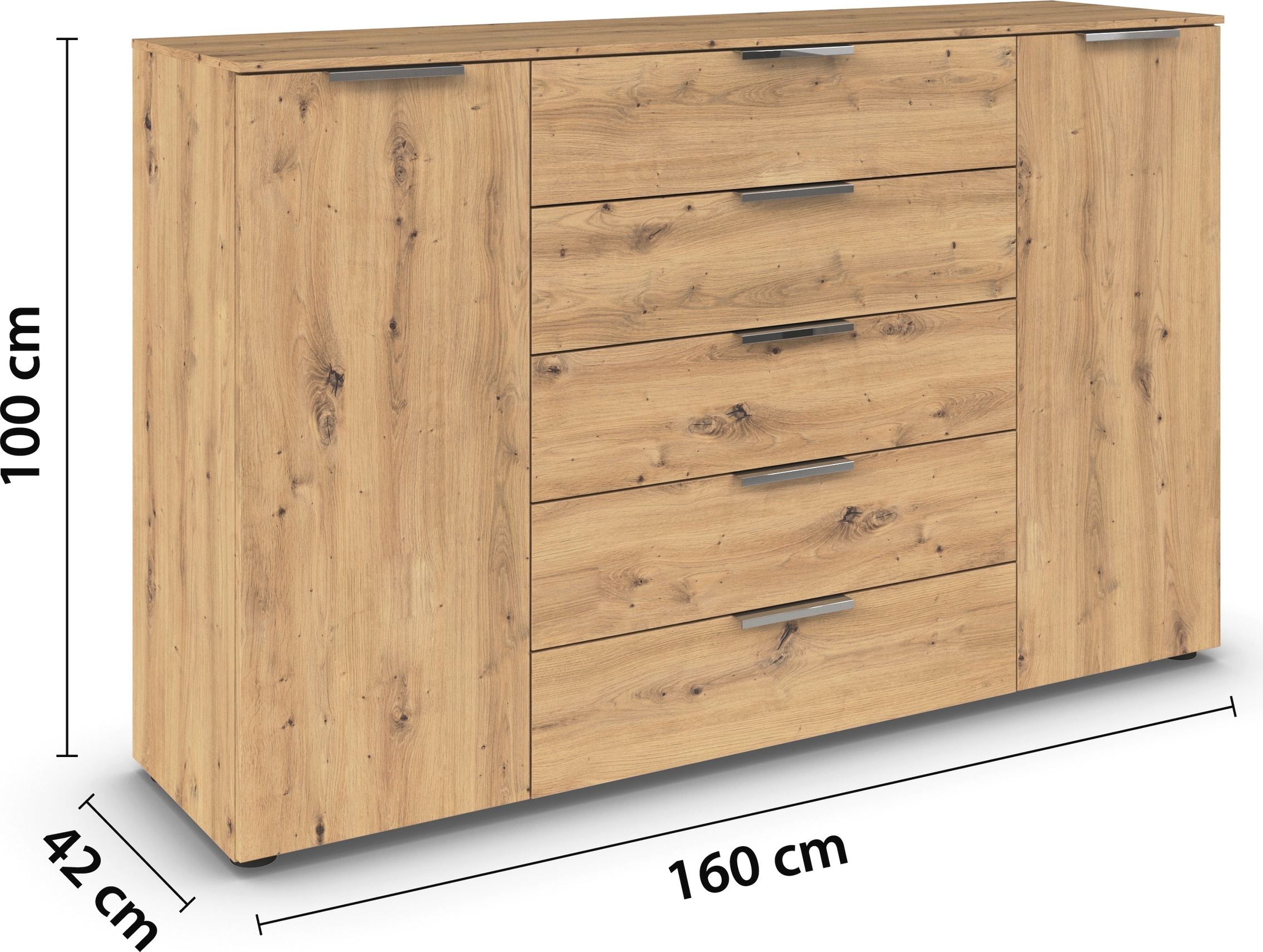 rauch Kommode »Flipp Schubladenkommode Wäscheschrank Schrank Bestseller«, 2-türig mit 5 Schubladen und Soft-Close-Funktion in zwei Breiten