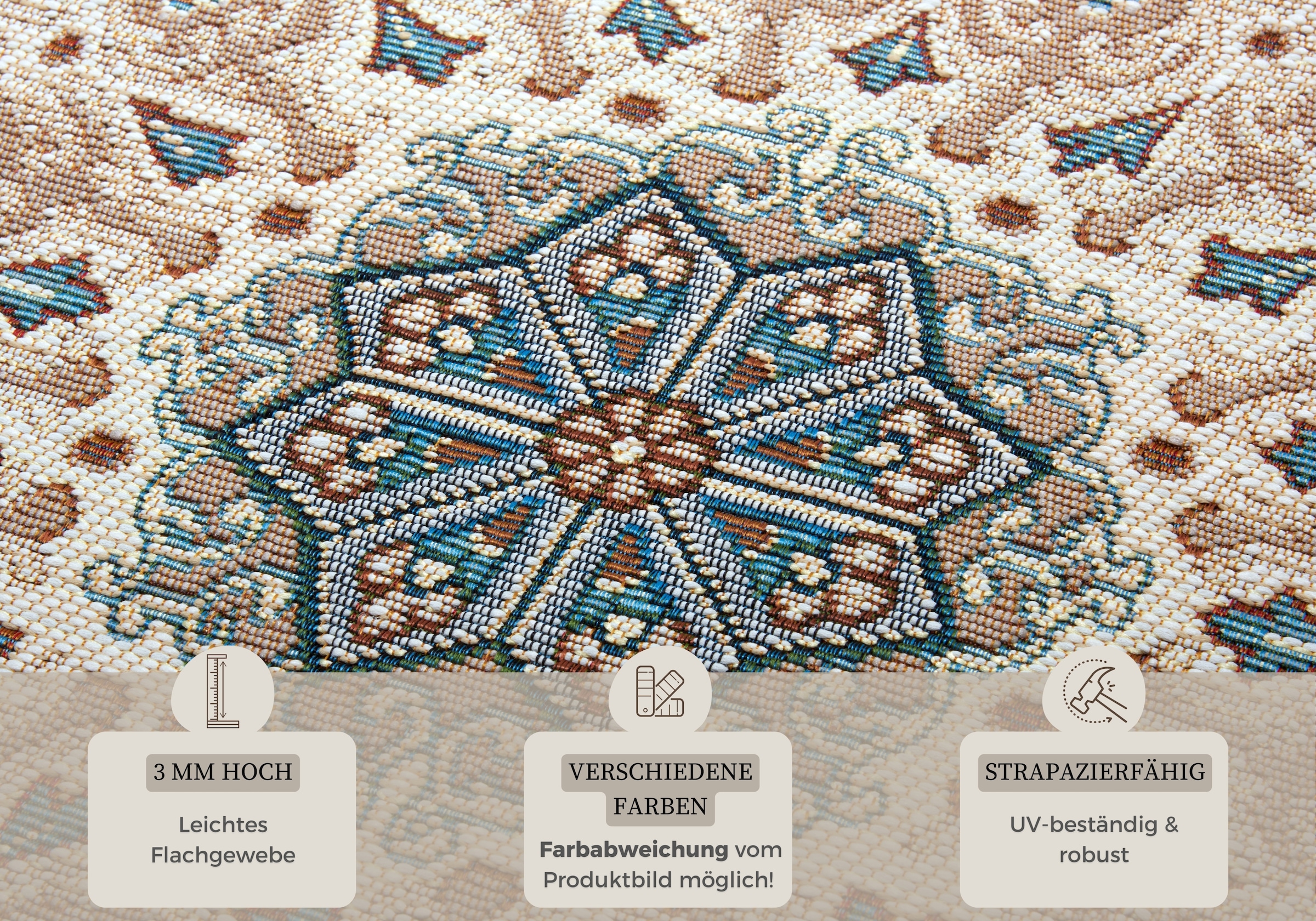 HANSE Home Teppich »Kadi« rechteckig 3 mm Höhe In-& Outdoor, Teppich, Wetterfest, Balkon, Garten, Wohnzimmer, Orient