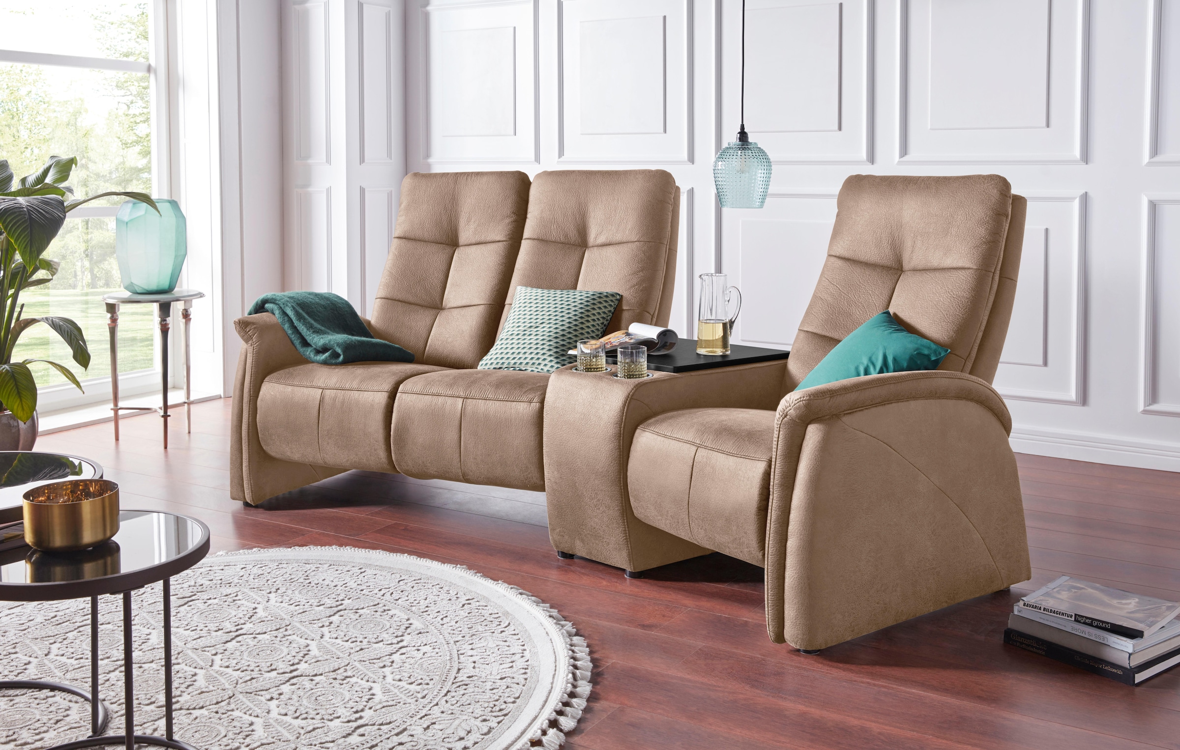 exxpo - sofa fashion 3-Sitzer »Tivoli, Kinosofa mit Relaxfunktion, mit Ablagetisch und Stauraum«, bequem und komfortabel, hohe Rückenlehne