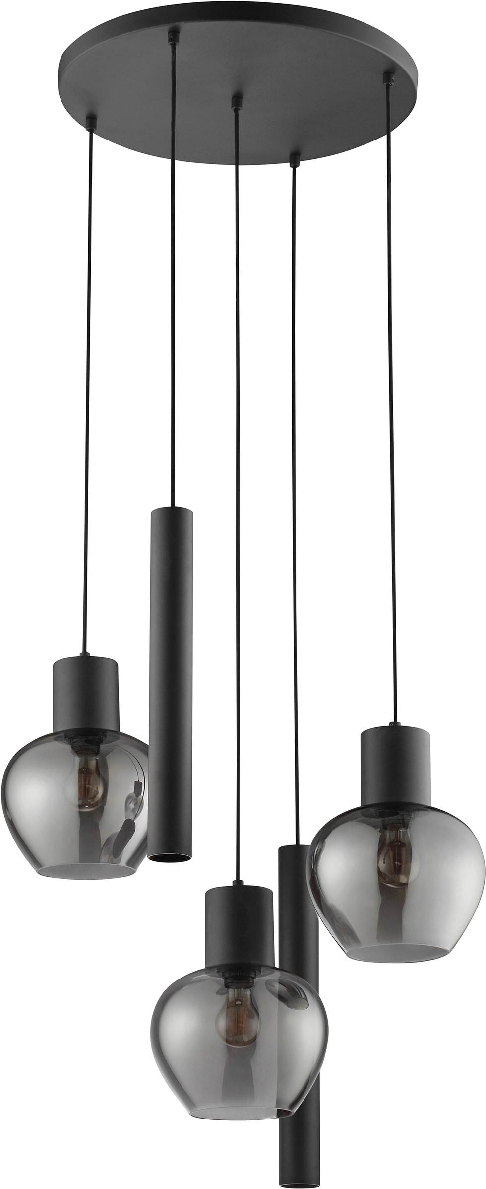 Brilliant Pendelleuchte »Ligari« E27 1 Stk. Höhe 150 cm, Fassung E27, teilw. GU 10, Aluminium Rauchglas, schwarz