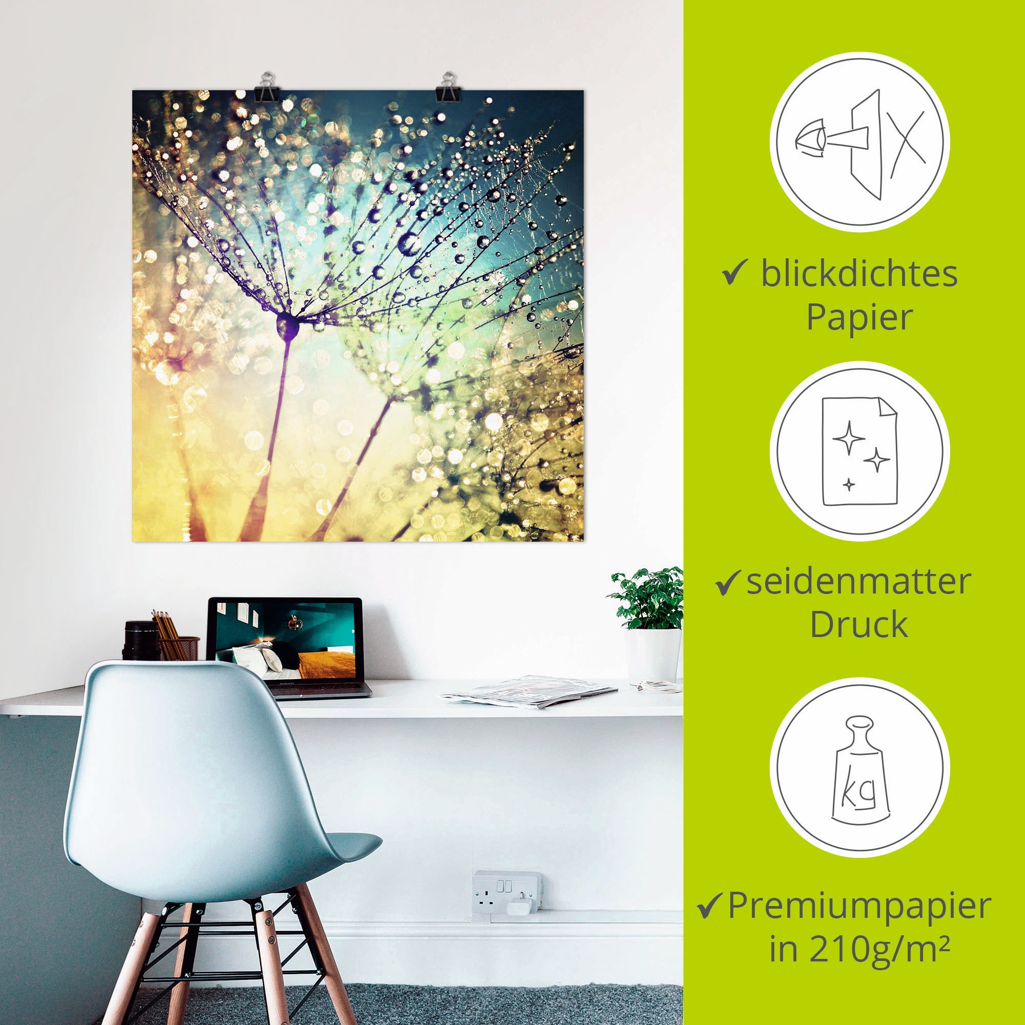 Artland Wandbild »Pusteblume Zaubertropfen« 1 Stk. tlg. als Alubild, Outdoorbild, Leinwandbild, Poster, Wandaufkleber
