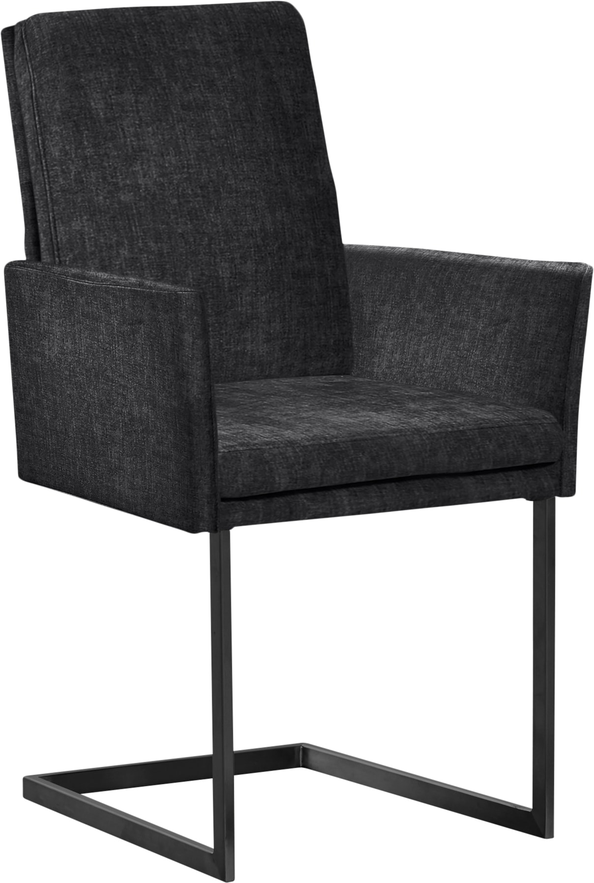 K+W Komfort & Wohnen, Armlehnstuhl »Kansas« () stabiles Hochkantrohr, Untergestell in Edelstahloptik oder schwarz, darkgrey 85 + Schwarz,