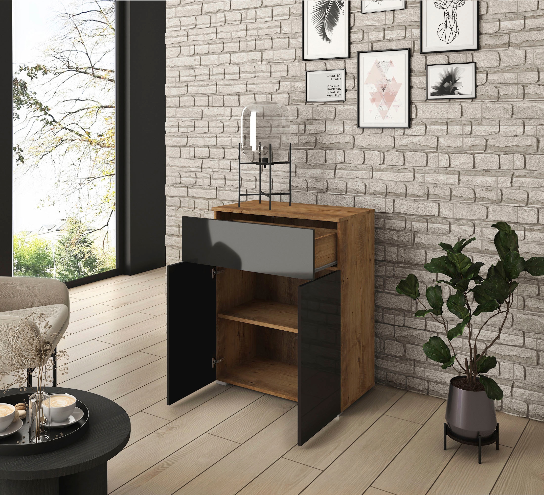 INOSIGN Sideboard »PARIS«, (1 St.), Moderne 72cm breite grifflose Kommode, vielseitig einsetzbar
