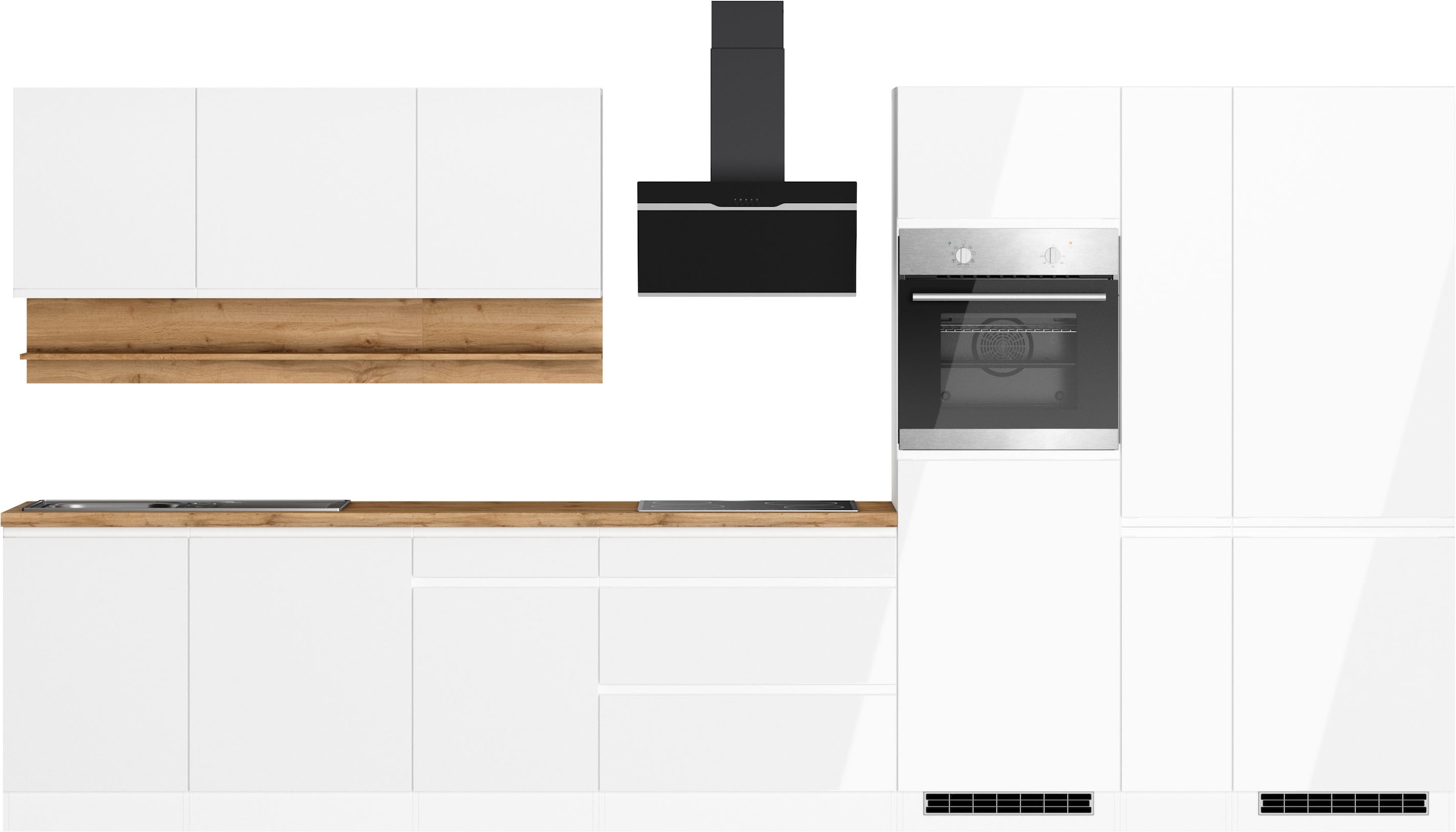 KOCHSTATION Küchenzeile »KS-Virginia,neu in verbesserter Ausführung« Breite 390 cm, Soft-Close, ohne E-Geräte