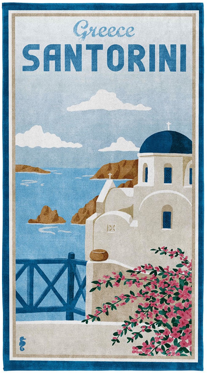 (1 »Santorini«, bei Küste Strandtuch Santorini mit St.), Seahorse