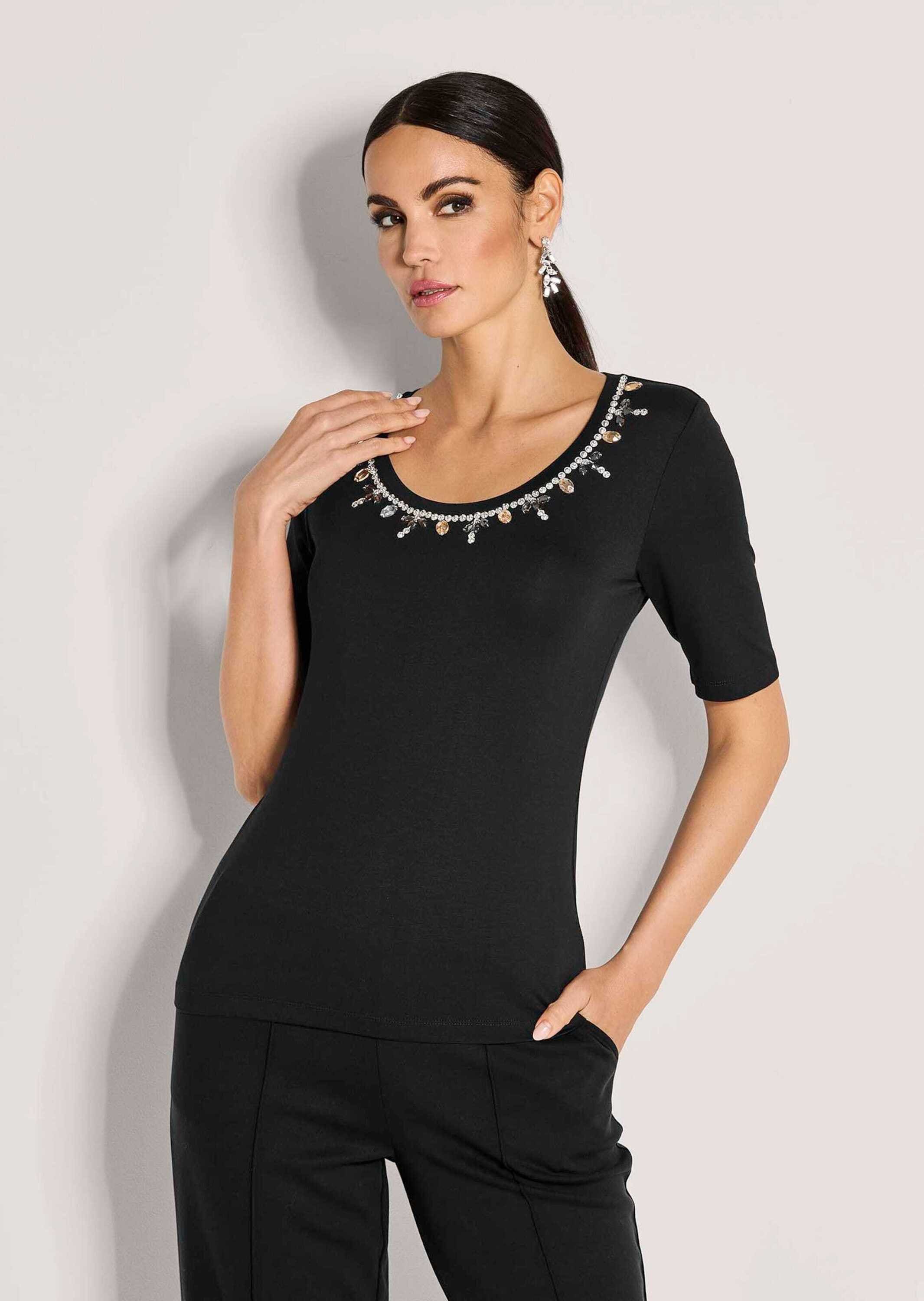MADELEINE Kurzarmshirt »Shirt Elegantes Oberteil mit Schmucksteinen«