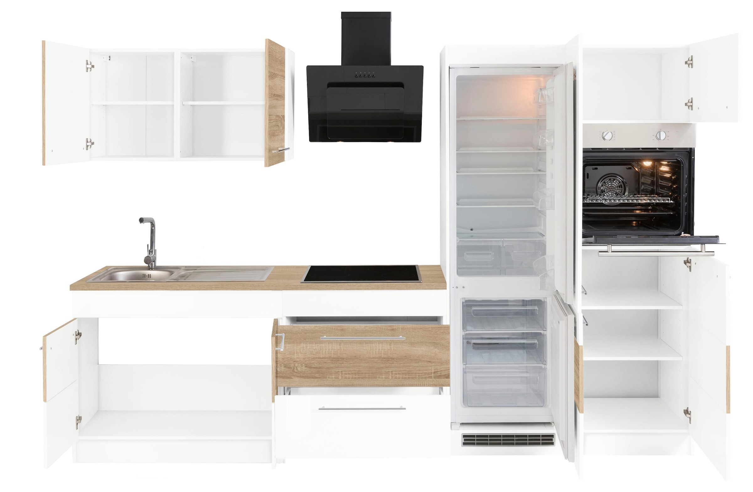 KOCHSTATION Küchenzeile »KS-Trient« Breite 300 cm, wahlweise mit E-Geräten, mit Arbeitsplatte