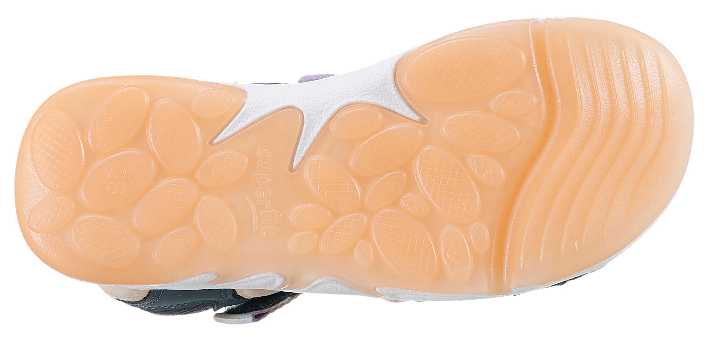 Superfit Sandale »PEBBLES WMS: mittel«, Sandalette mit süßem Glitzerverschluss, Größenschablone zum Download