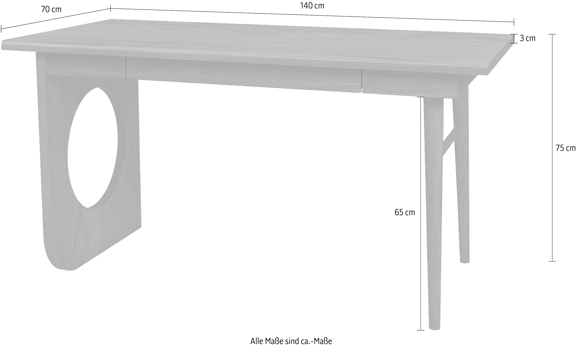 Woodman Schreibtisch »Bau«, edles Holzfurnier aus Nussbaum, Breite 140 cm