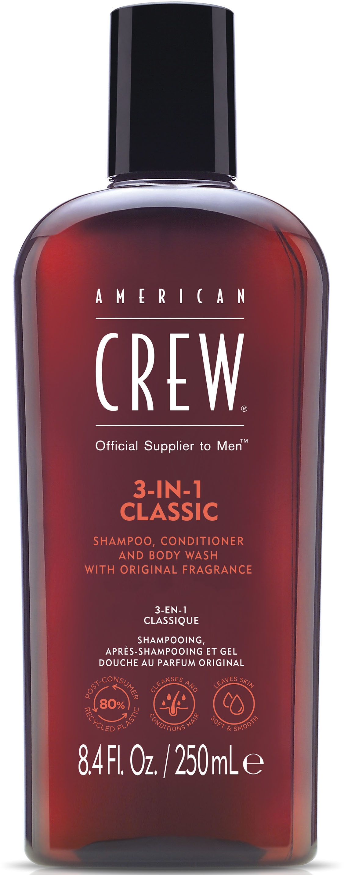 American Crew Haarshampoo »3In1 Classic Shampoo, Conditioner & Body Wash 250 ml«, (1 tlg.)